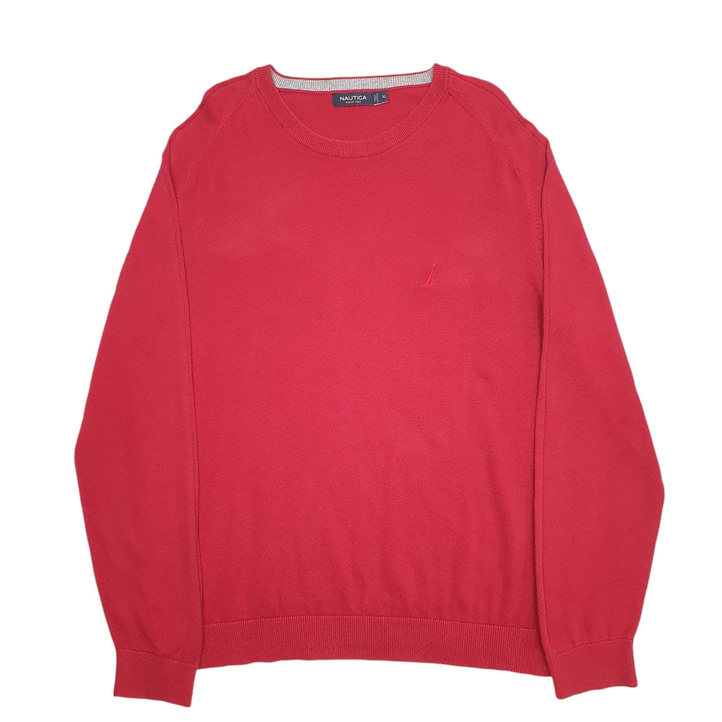 Mens Red Nautica Knit Crewneck Jumper