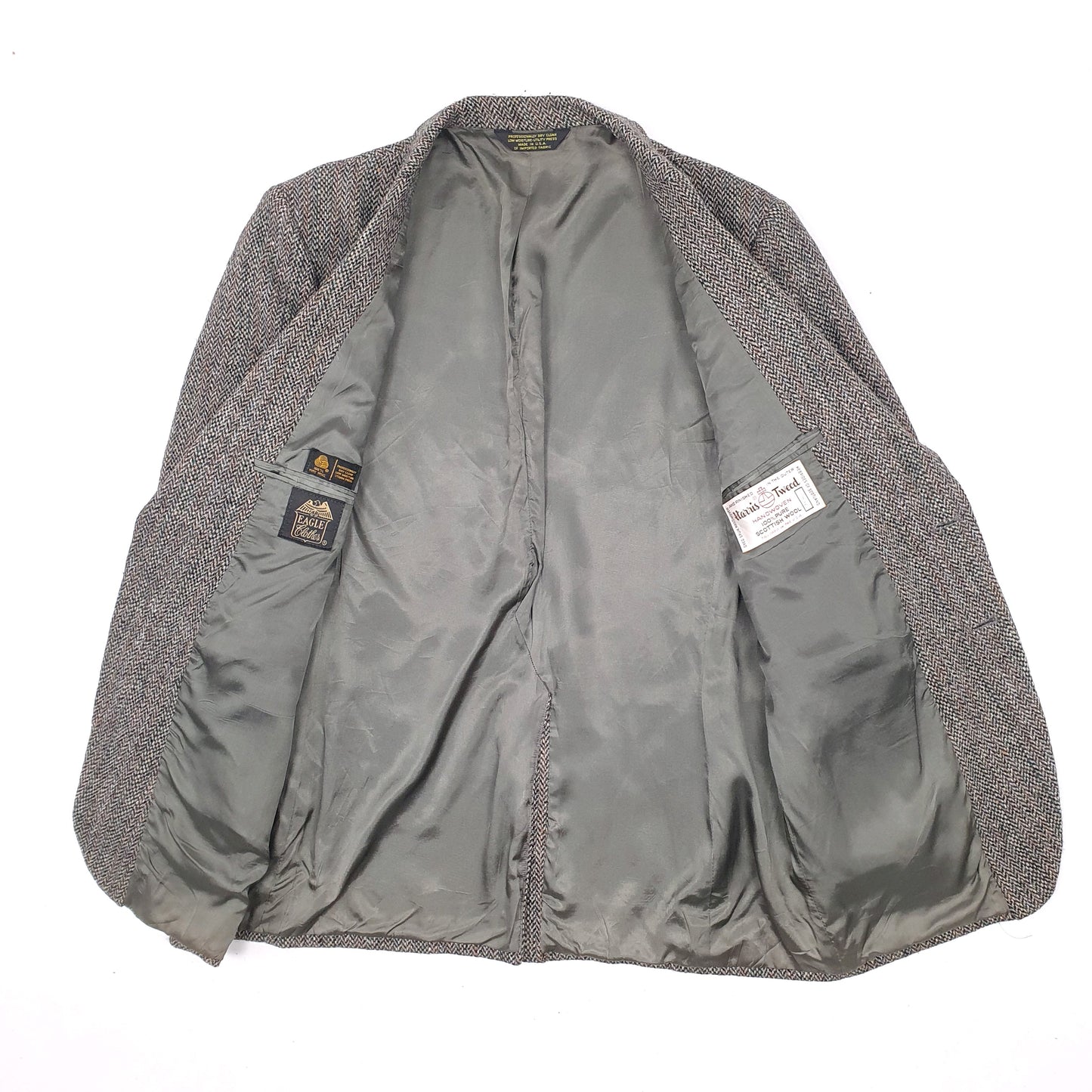 Mens Grey Eagle Clothes Harris Tweed  Coat