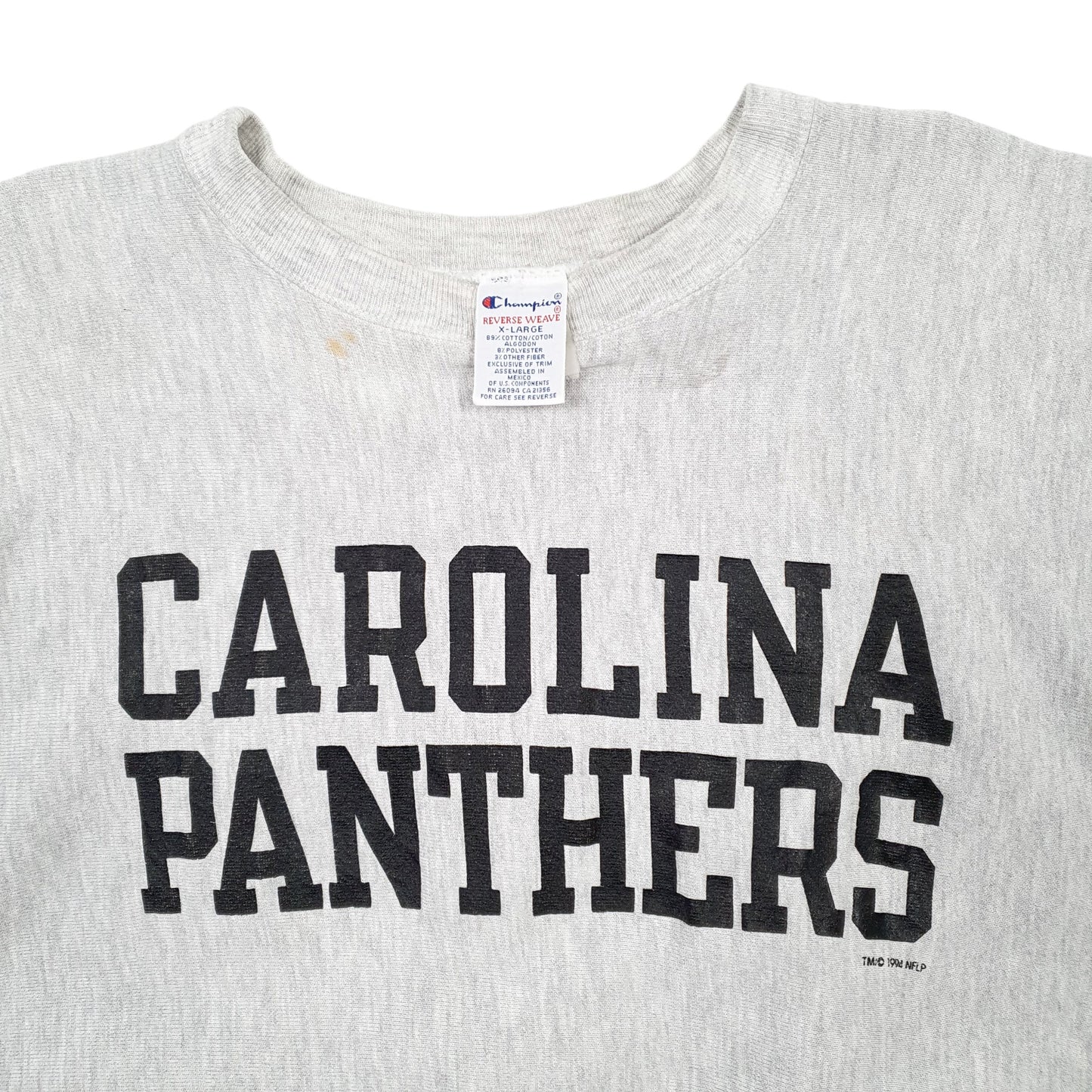 Mens Grey Champion NFL Pro Line Carolina Panthers Vintage 1994 90s Crewneck Jumper