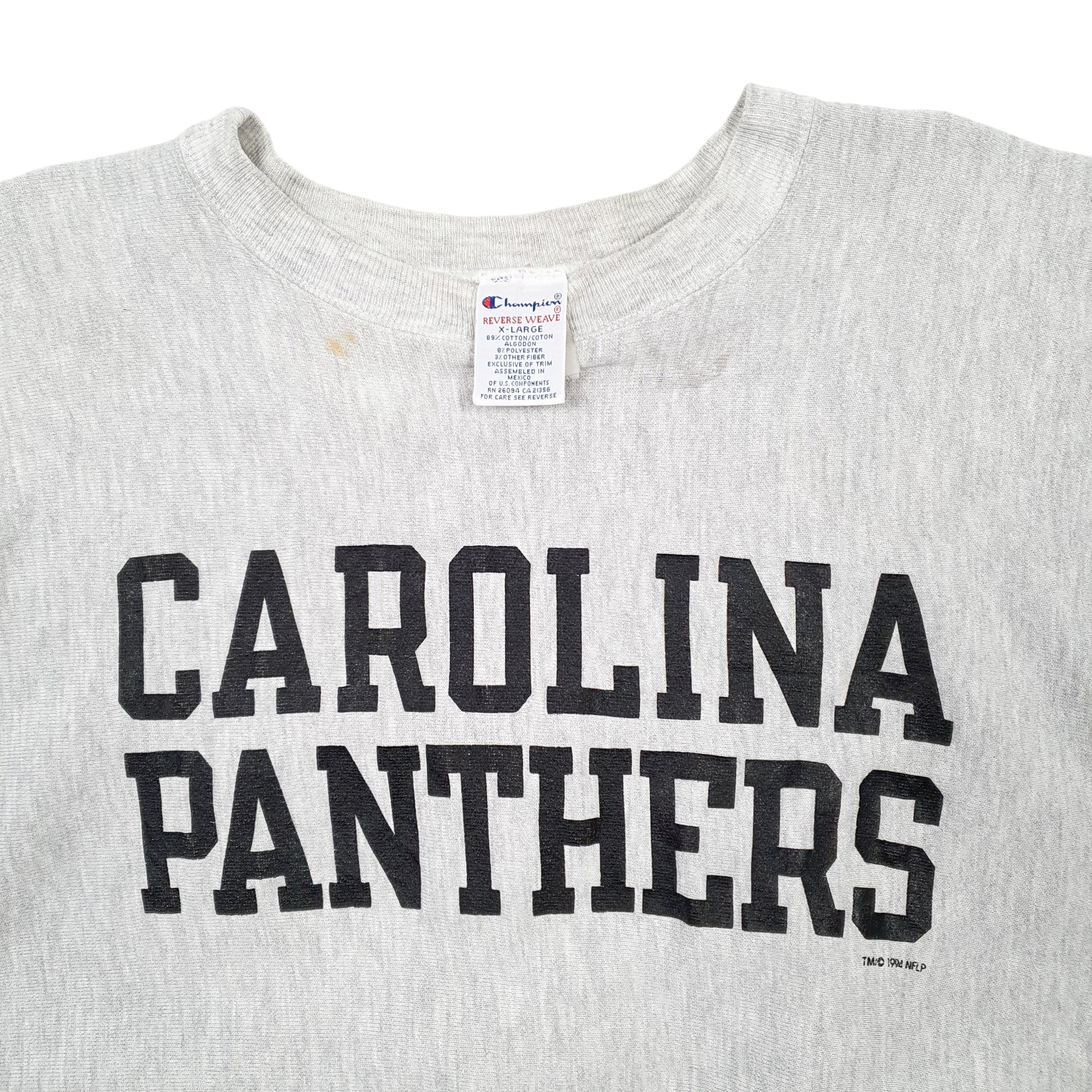 Mens Grey Champion NFL Pro Line Carolina Panthers Vintage 1994 90s Crewneck Jumper