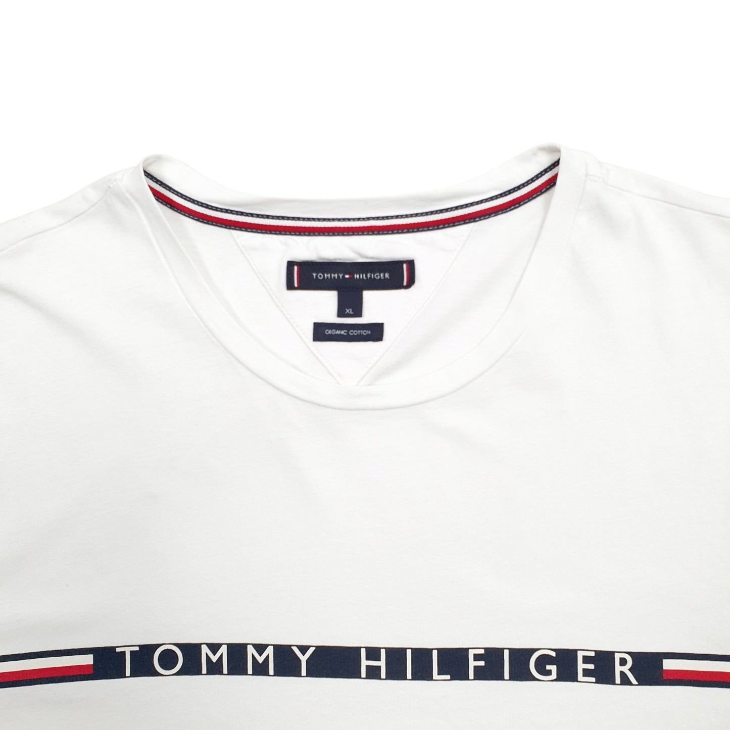 Mens White Tommy Hilfiger Spellout Short Sleeve T Shirt