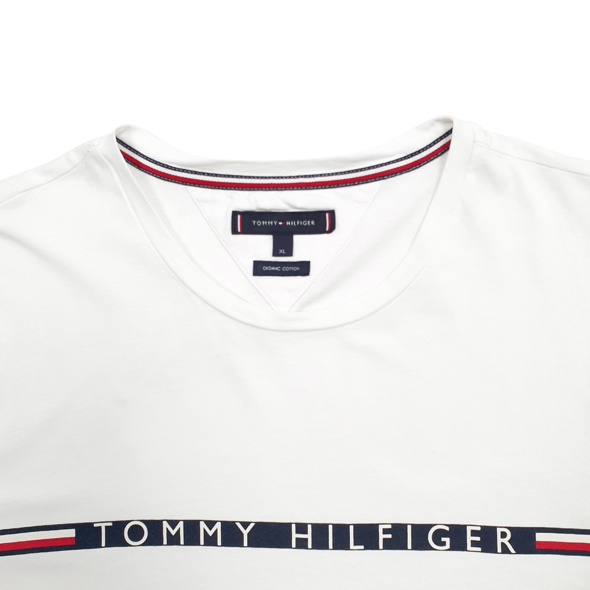 Mens White Tommy Hilfiger Spellout Short Sleeve T Shirt