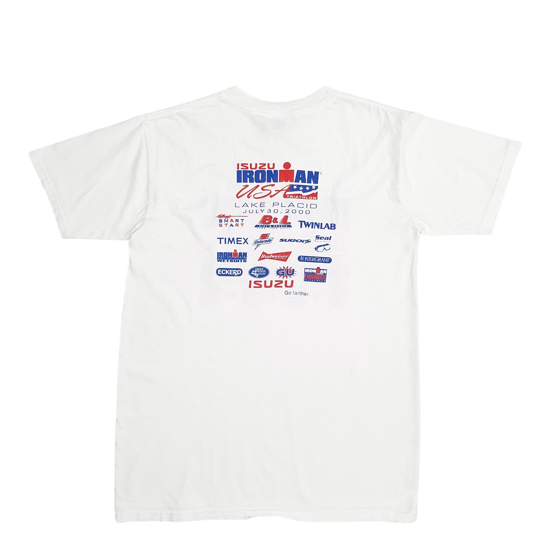 Mens White Fruit Of The Loom Single Stitch Vintage 90s Iron Crew 2000 Ironman Short Sleeve T Shirt