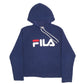 Mens Navy Fila Spellout Hoodie Jumper
