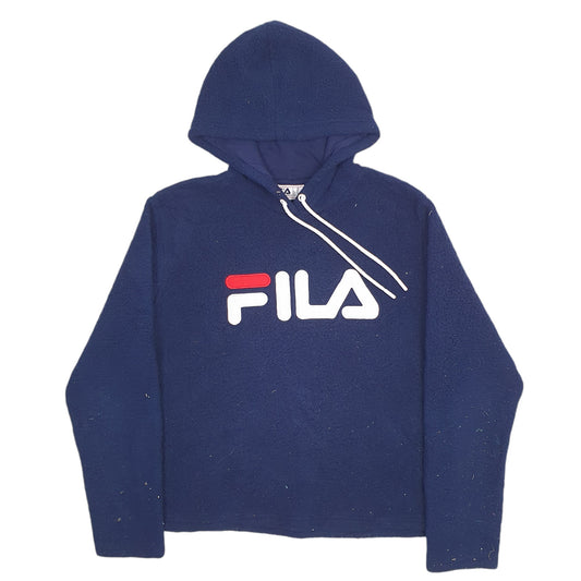 Mens Navy Fila Spellout Hoodie Jumper