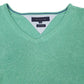 Mens Green Tommy Hilfiger Linen Cotton Crewneck Jumper