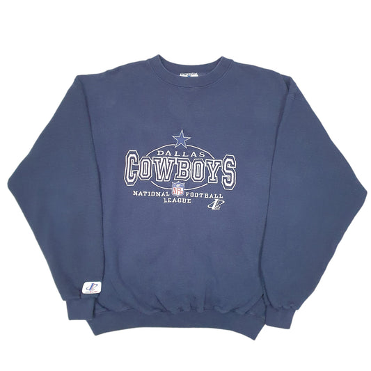 Mens Navy Logo Athletic Vintage NFL Dallas Cowboys American Football Made In U.S.A Crewneck Jumper