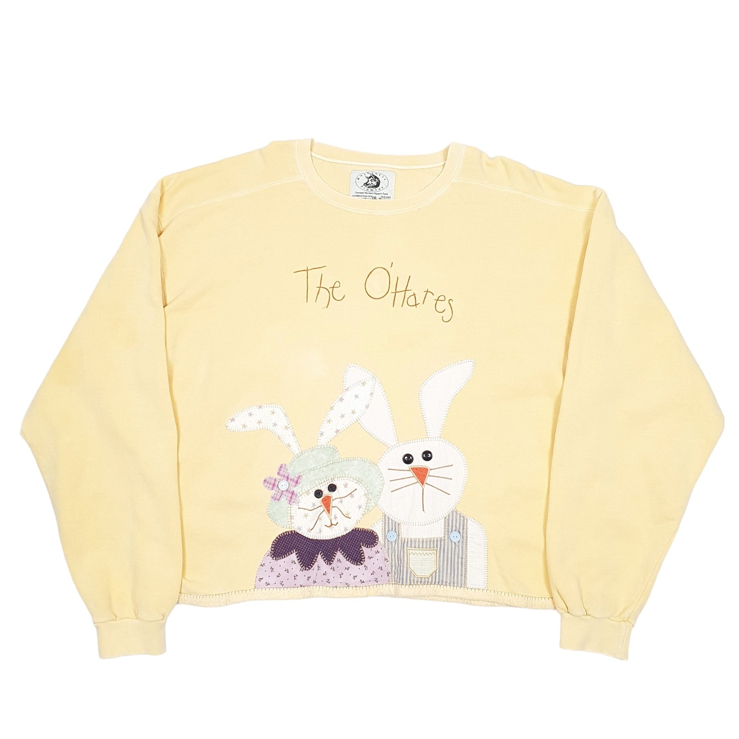Womens Yellow Authentic Pigment Vintage Ohares Hare Family Bunnies Craft Crewneck Jumper
