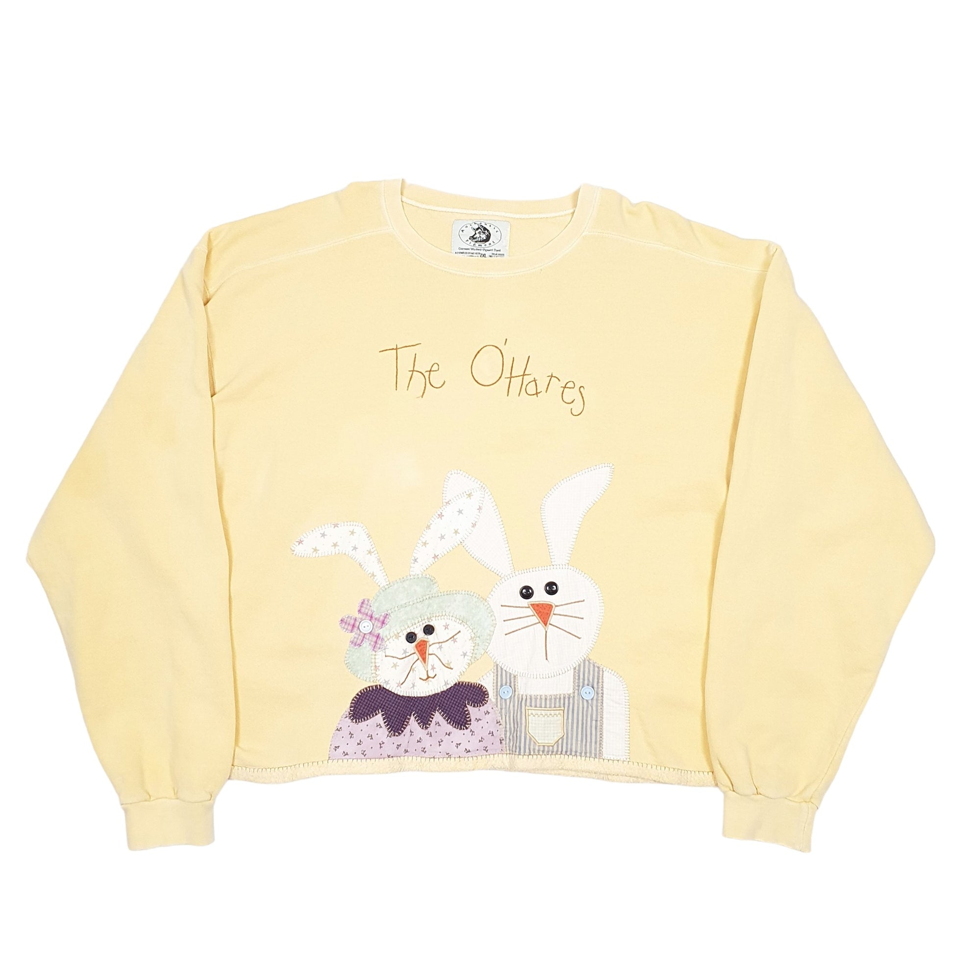 Womens Yellow Authentic Pigment Vintage Ohares Hare Family Bunnies Craft Crewneck Jumper