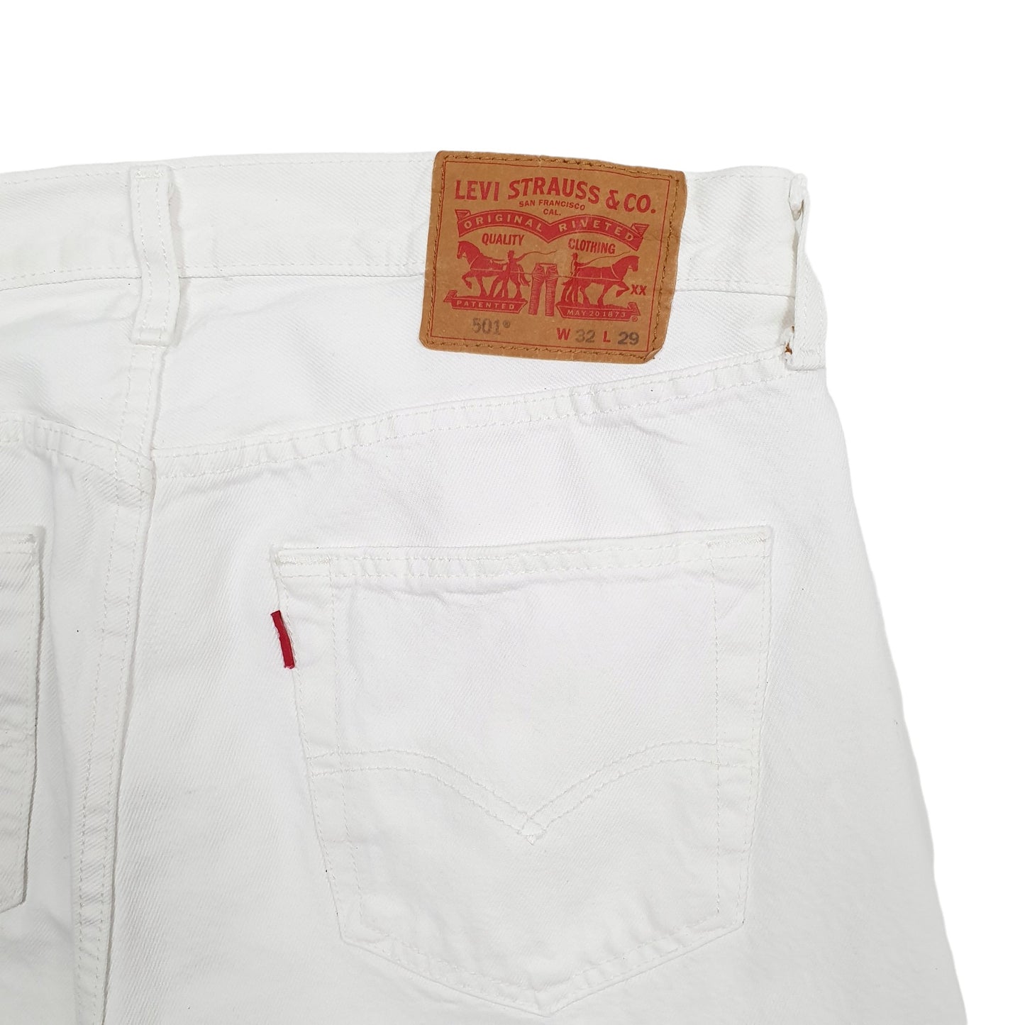Mens White Levis 501 Jorts Denim Shorts