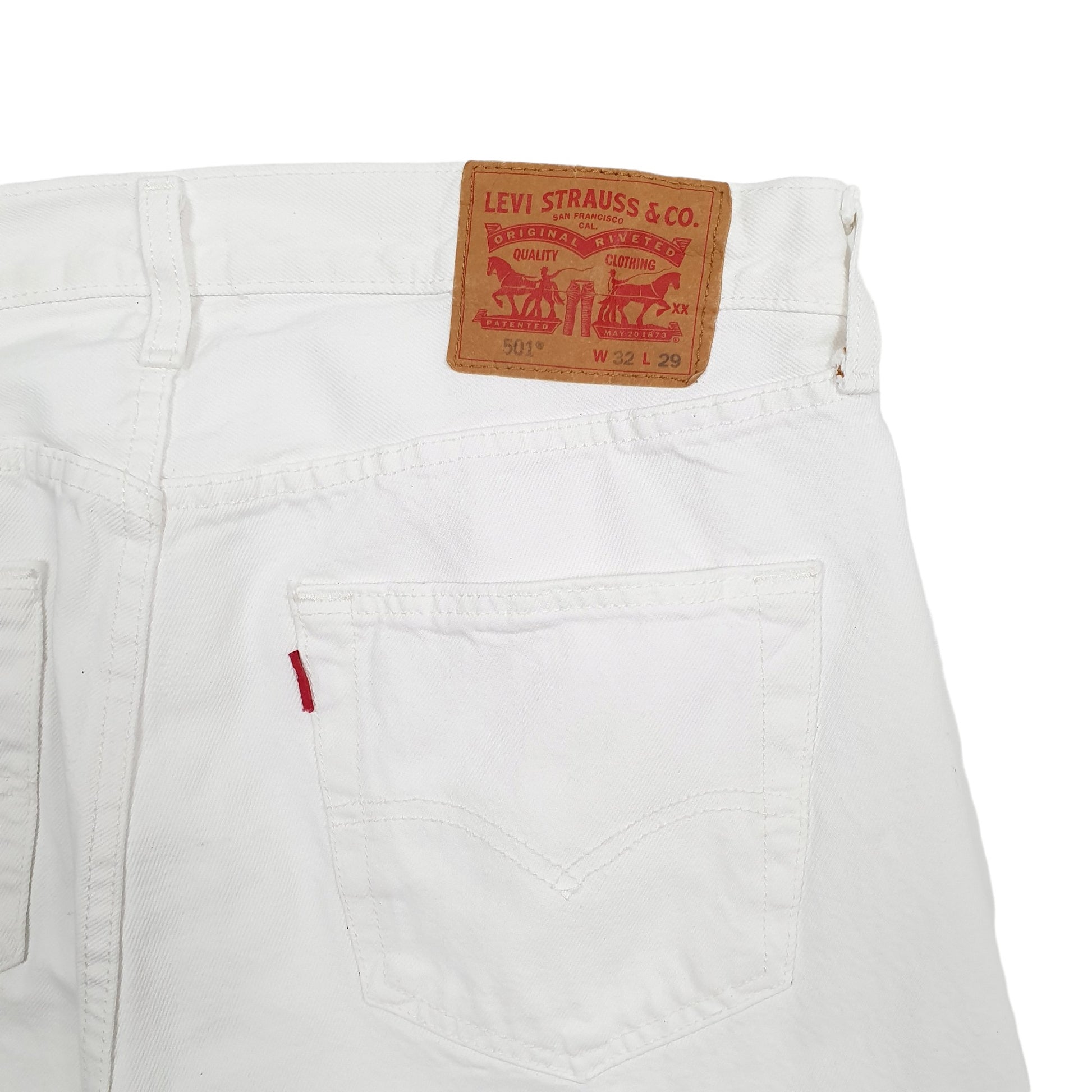 Mens White Levis 501 Jorts Denim Shorts