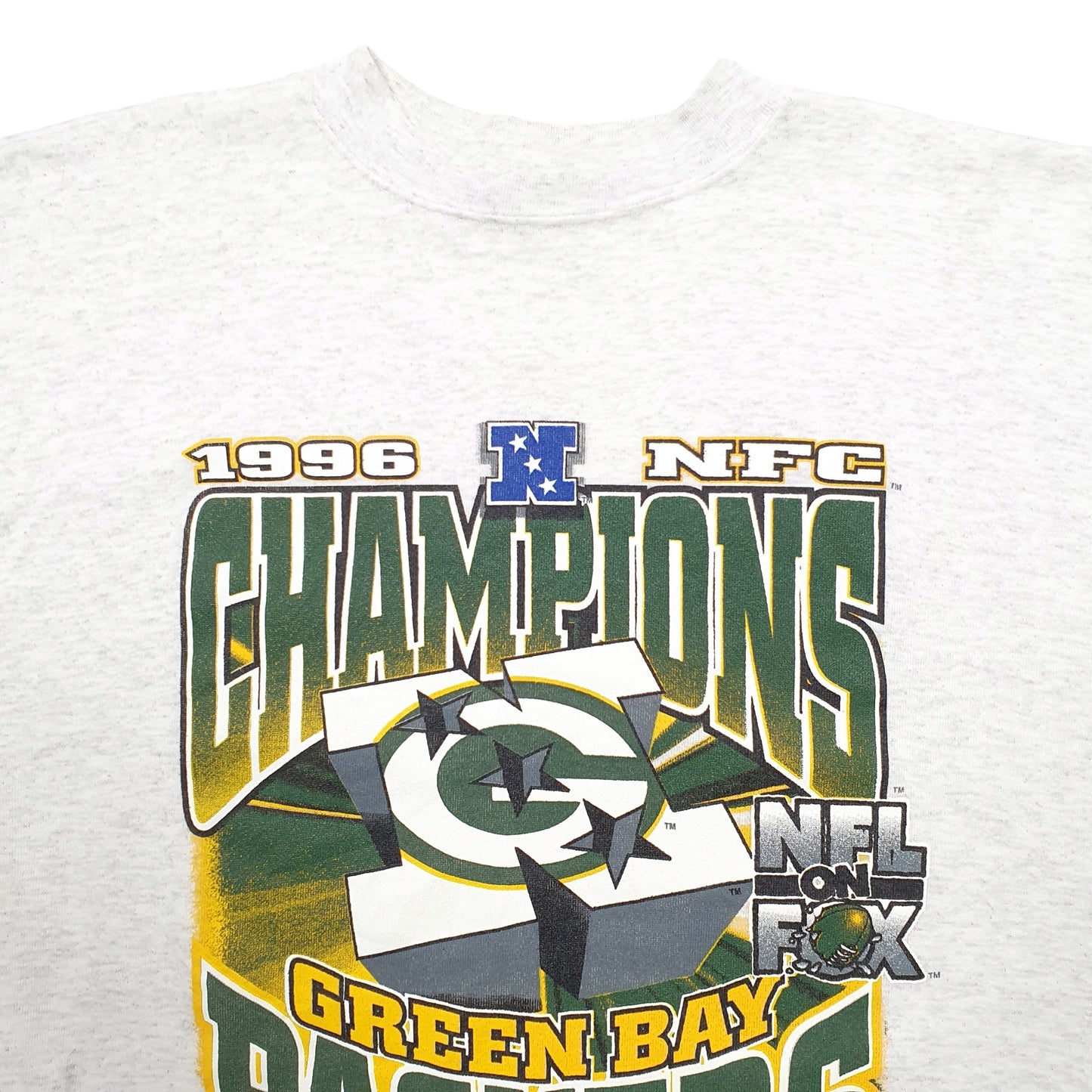 Mens Grey Riddell Green Bay Packers NFL Vintage 90's Crewneck Jumper