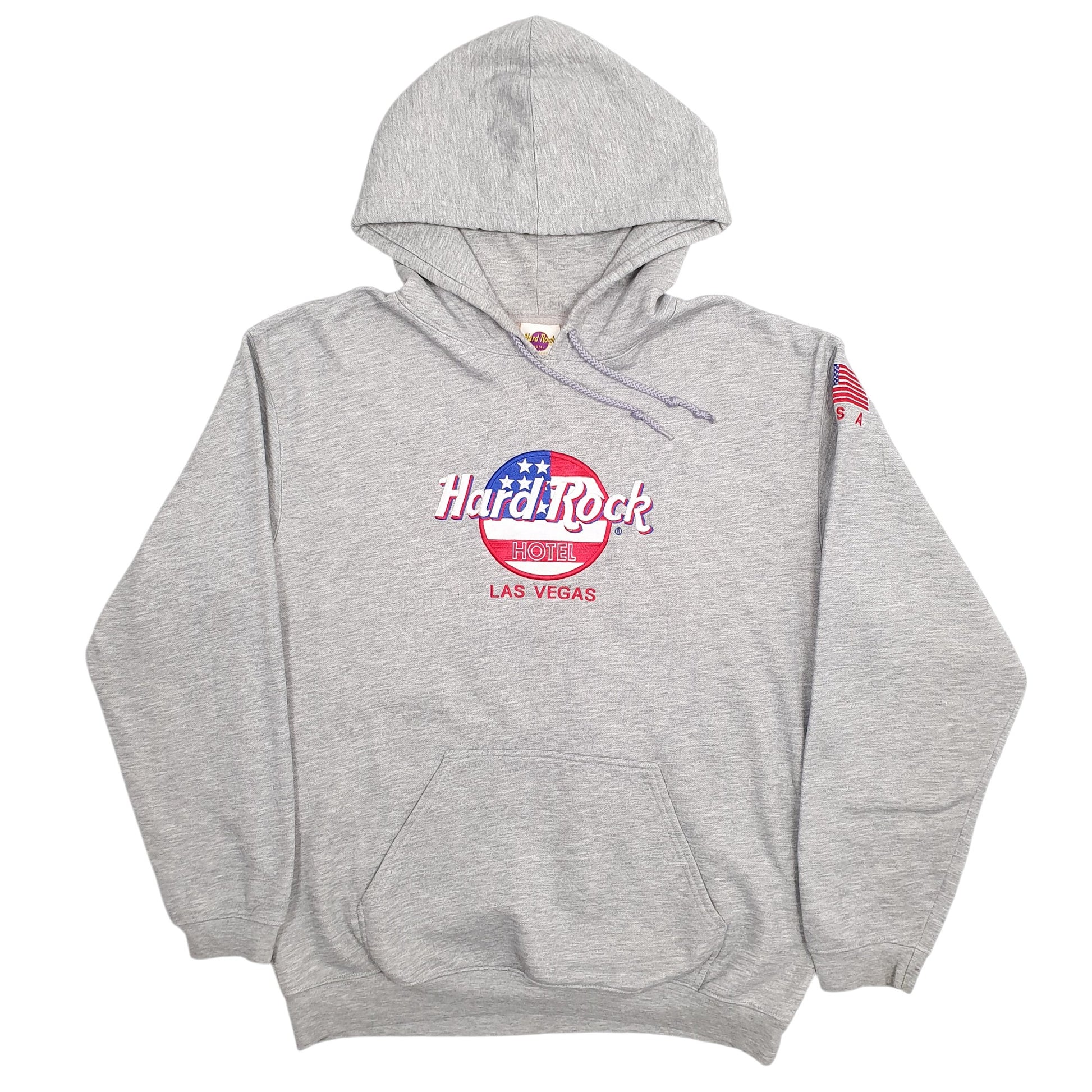 Mens Grey Hard Rock Cafe Hotel Spellout Hoodie Jumper