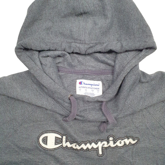 Mens Grey Champion Spellout Hoodie Jumper