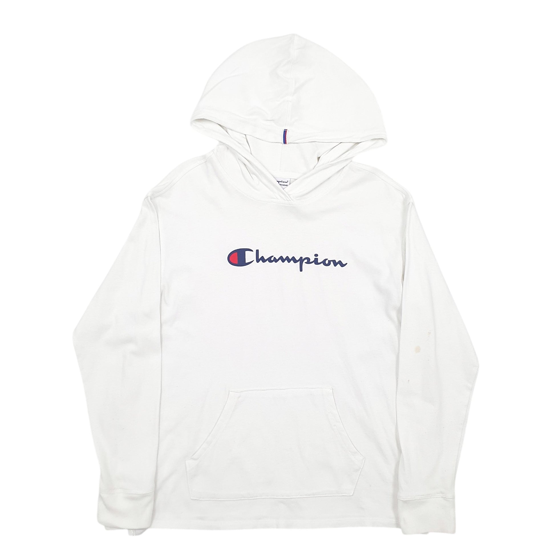 Womens White Champion Spellout Hoodie Jumper