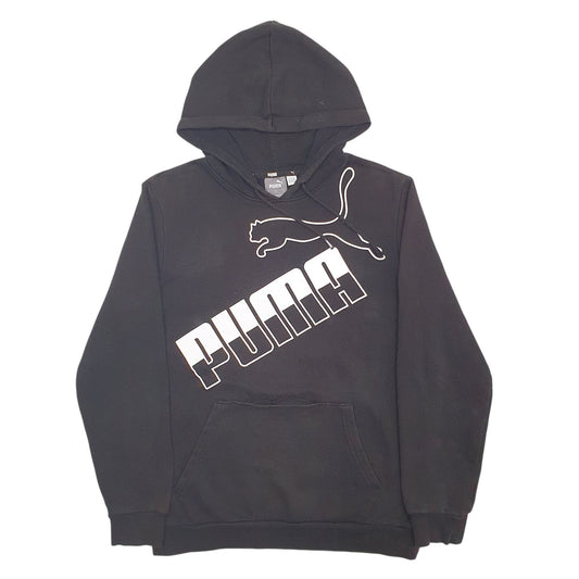 Mens Black Puma Spellout Hoodie Jumper