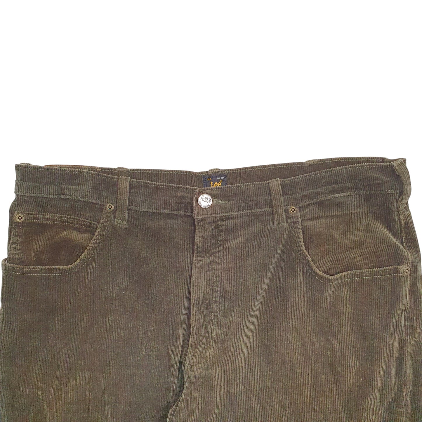 Mens Green Lee  Corduroy Trousers