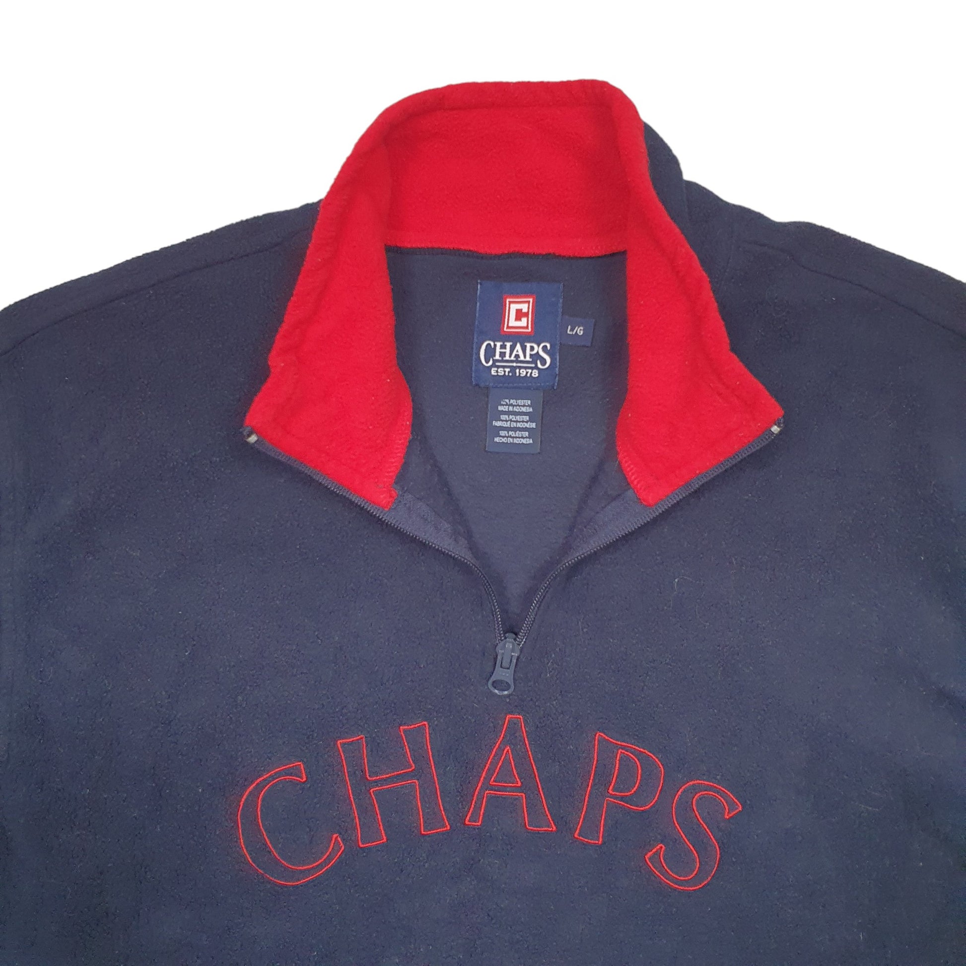 Mens Navy Chaps Spellout Quarter Zip Jumper