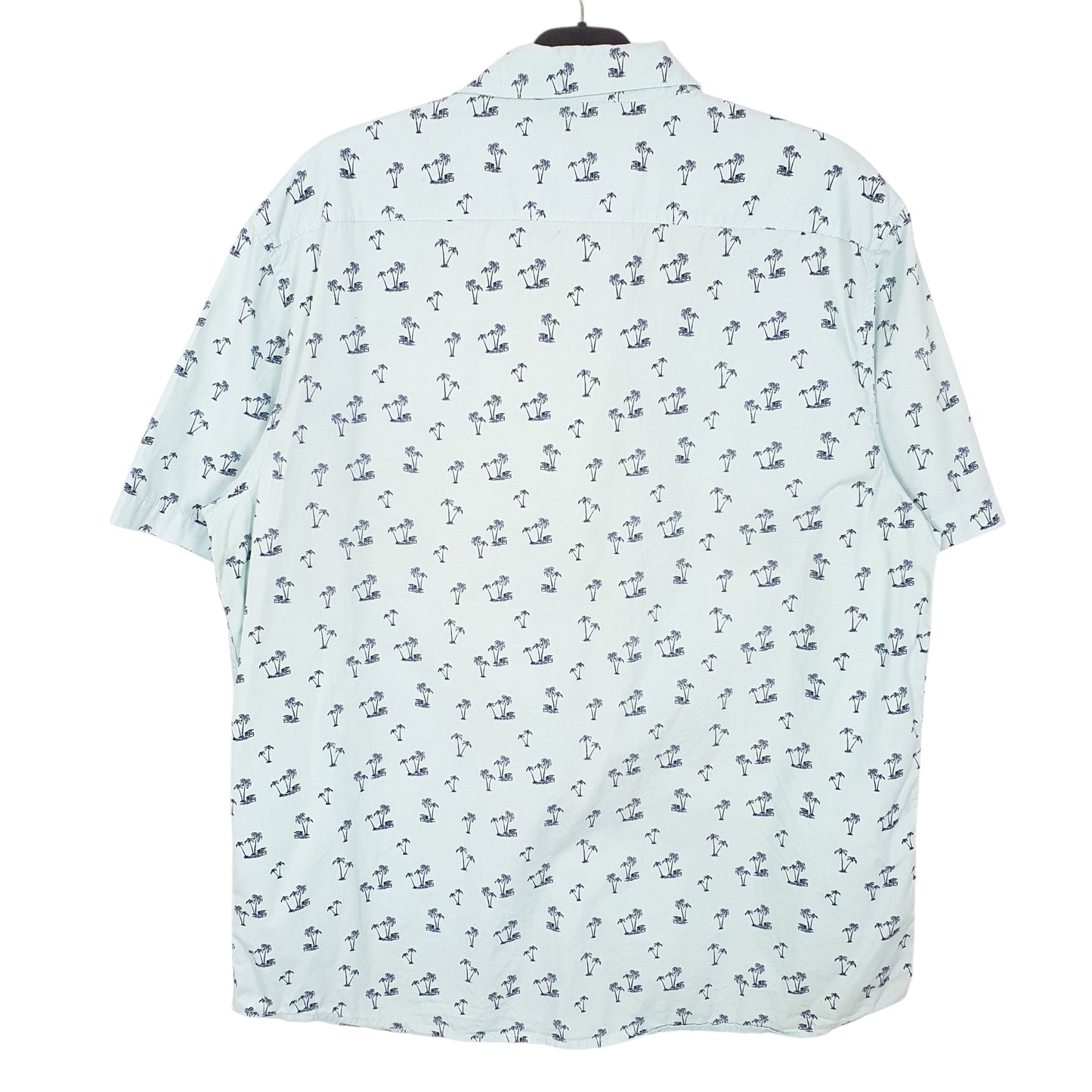 Mens Turquoise George Palm Trees Hawaiian Short Sleeve Shirt