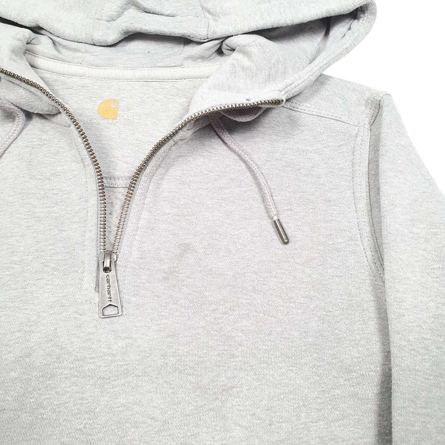 Womens Grey Carhartt Workwear Hoodie Quarter Zip Jumper