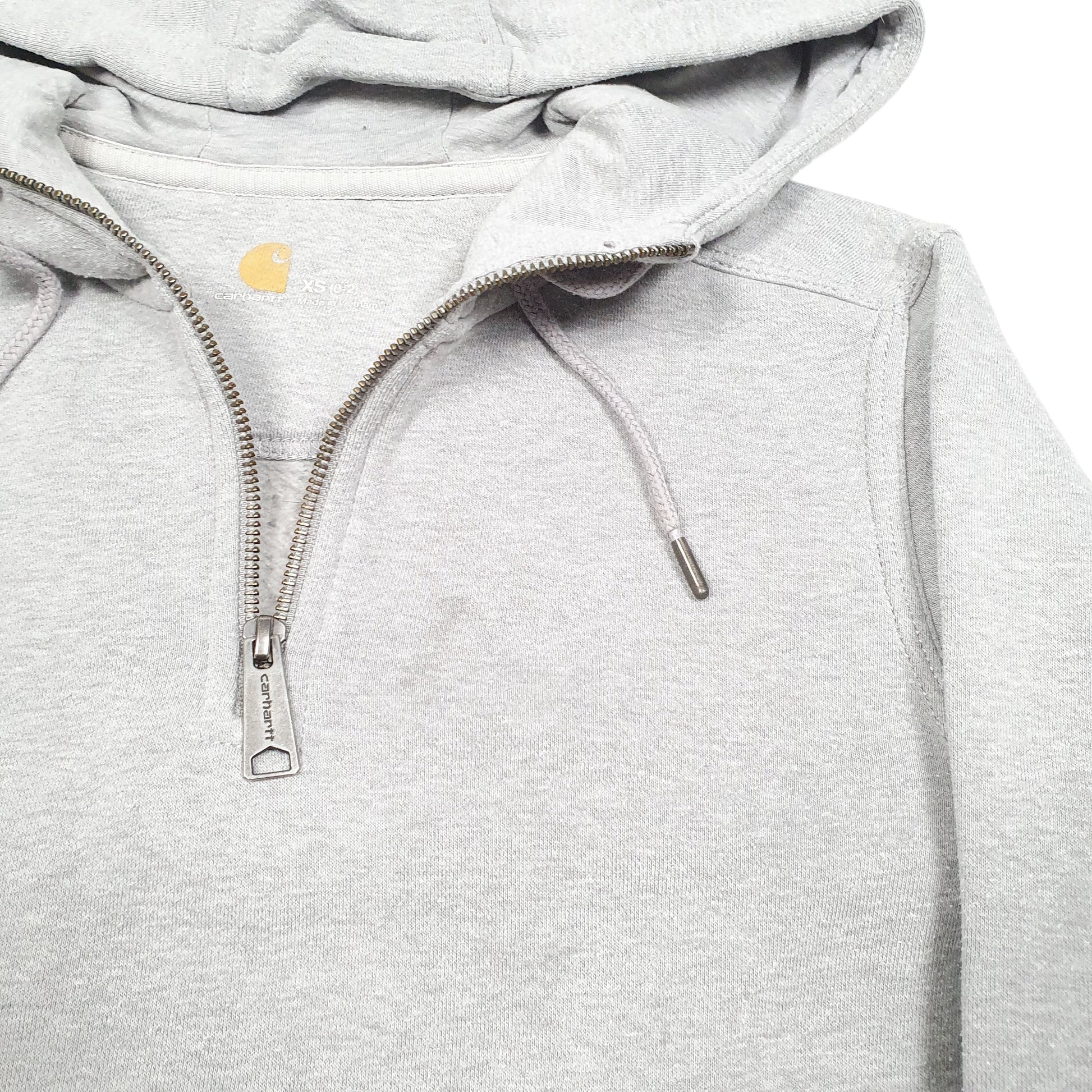 Womens Grey Carhartt Workwear Hoodie Quarter Zip Jumper