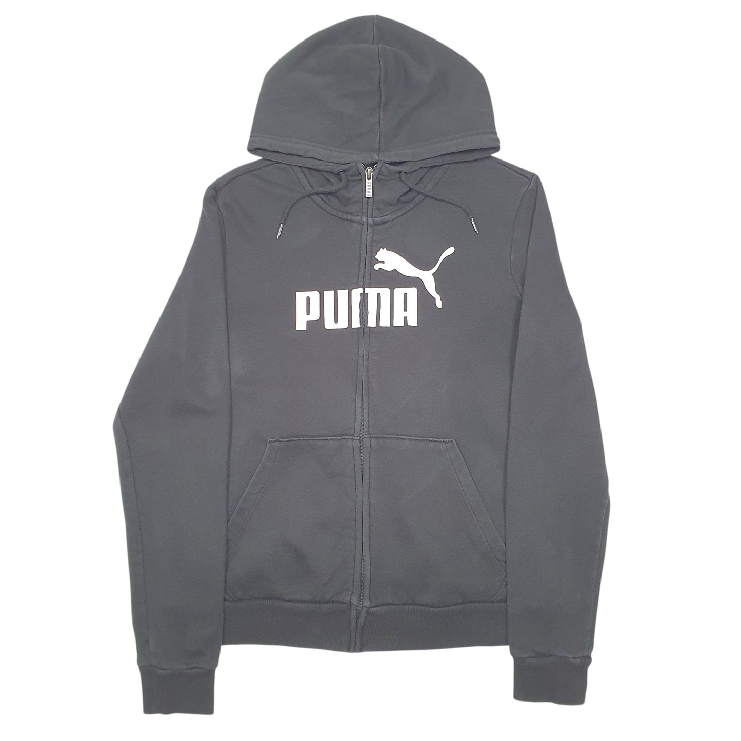 Womens Black Puma Hoodie Full Zip Jumper