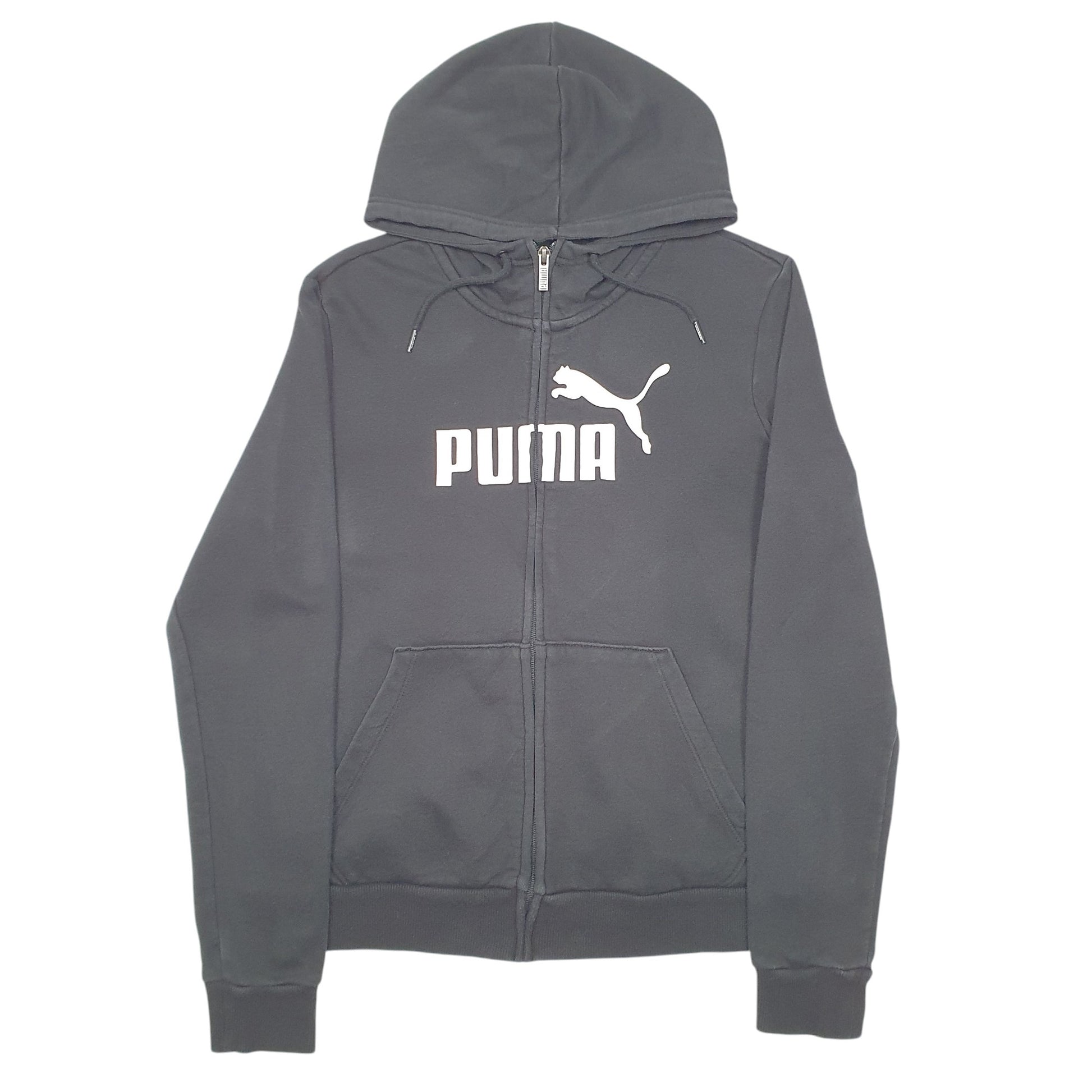 Womens Black Puma Hoodie Full Zip Jumper