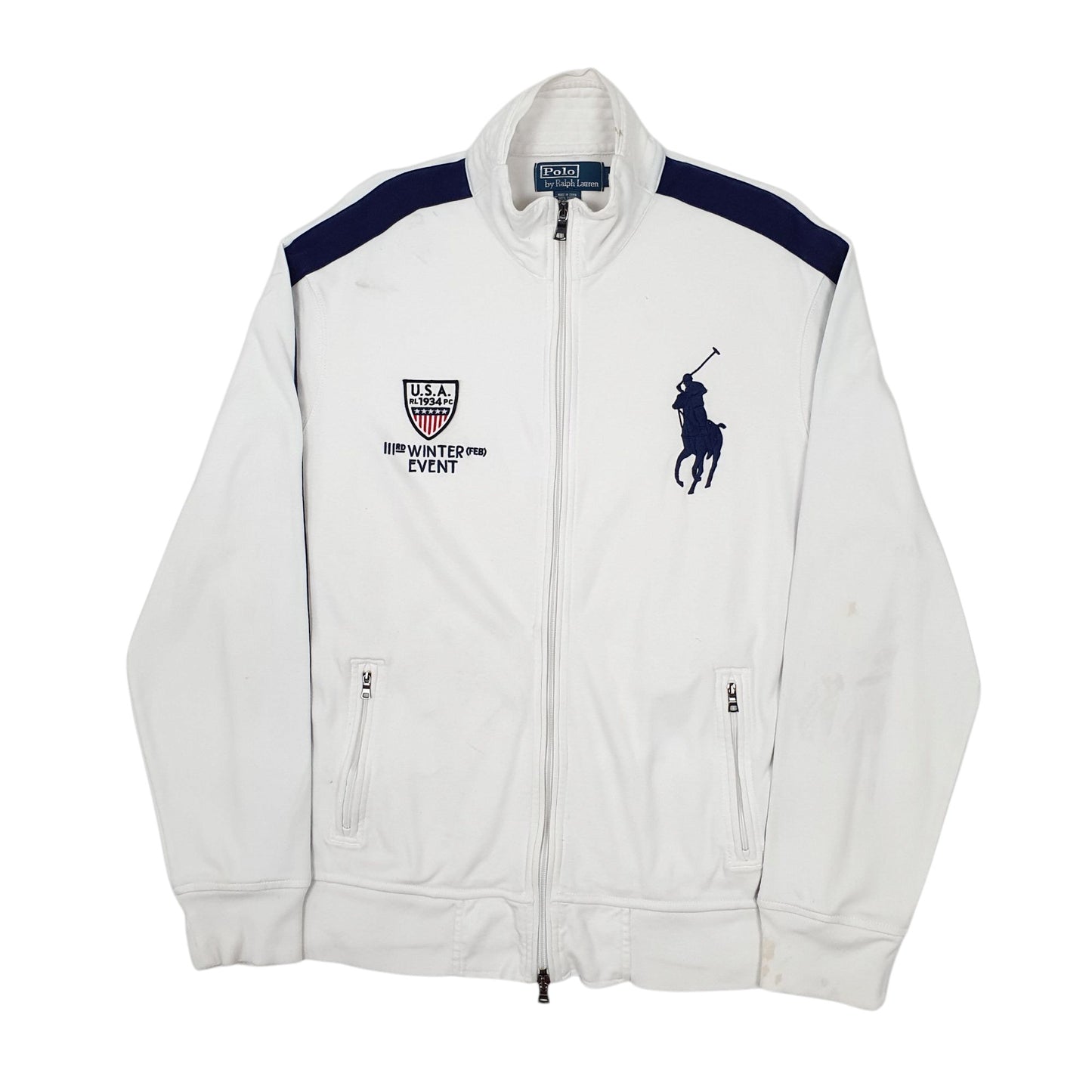 Mens White Polo Ralph Lauren Olympics Full Zip Jumper