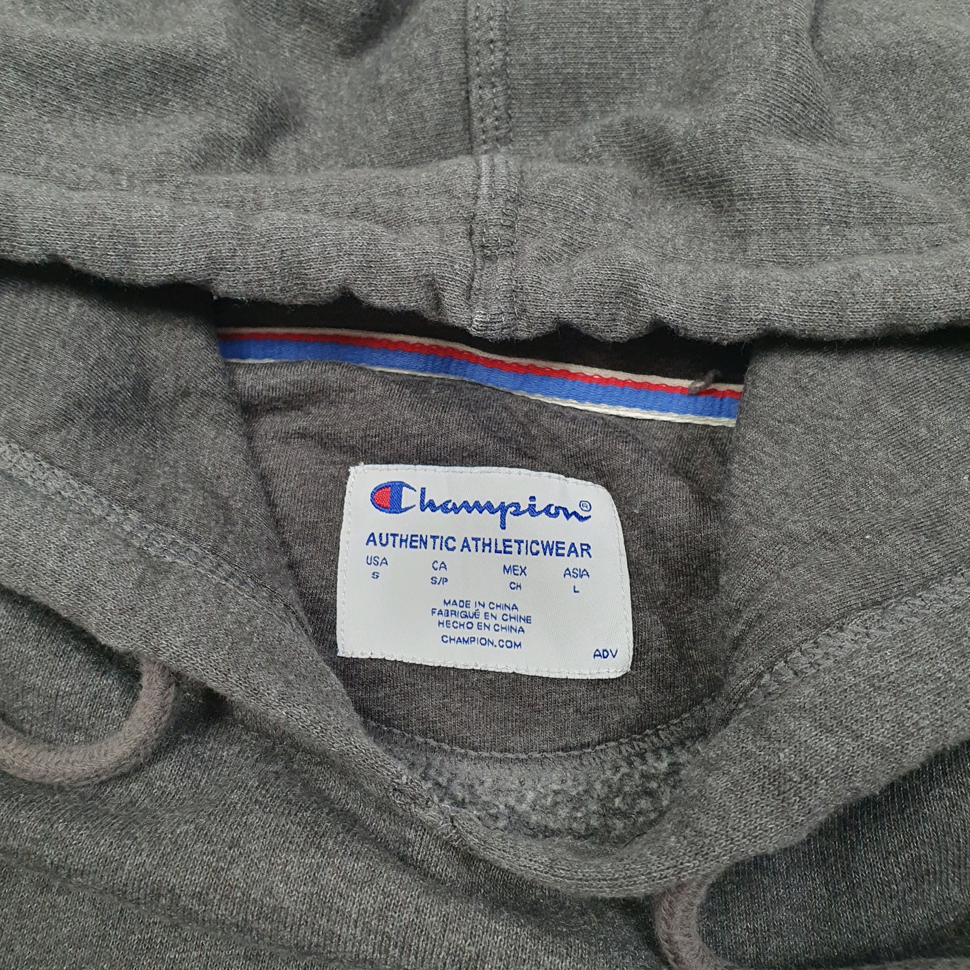 Mens Grey Champion Script Hoodie Jumper