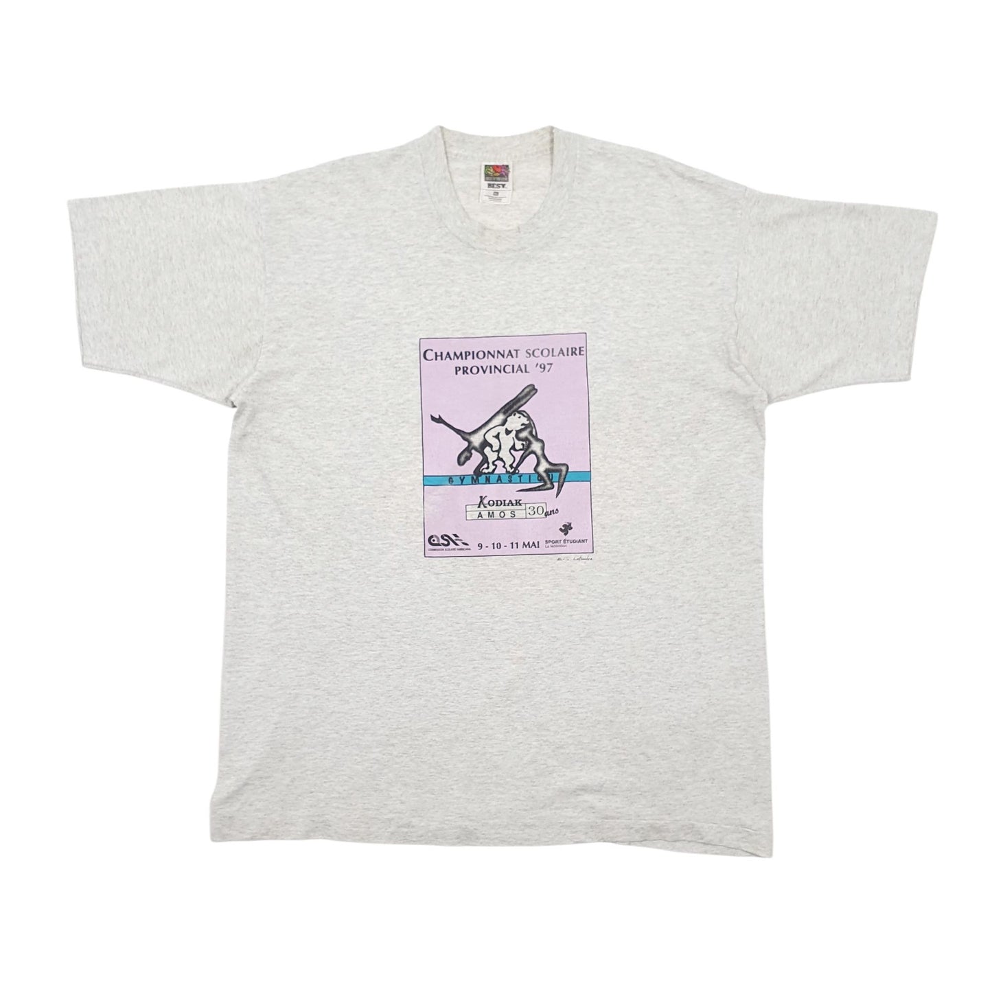 Mens Grey Fruit Of The Loom Single Stitch Vintage 90s Short Sleeve T Shirt