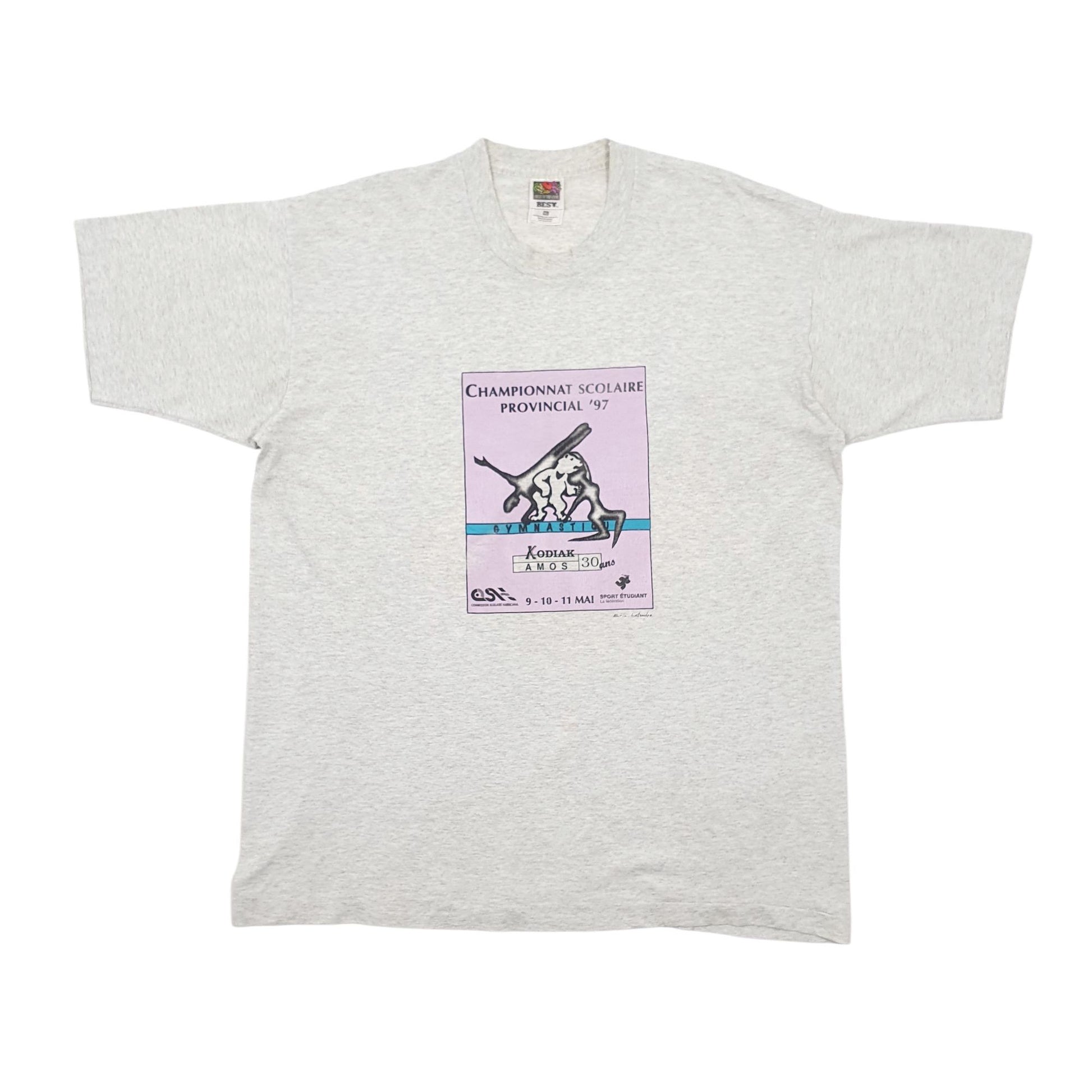 Mens Grey Fruit Of The Loom Single Stitch Vintage 90s Short Sleeve T Shirt