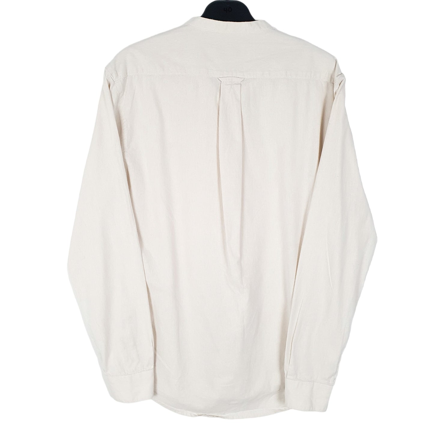 Mens Cream Farah Grandad Collar Long Sleeve Shirt