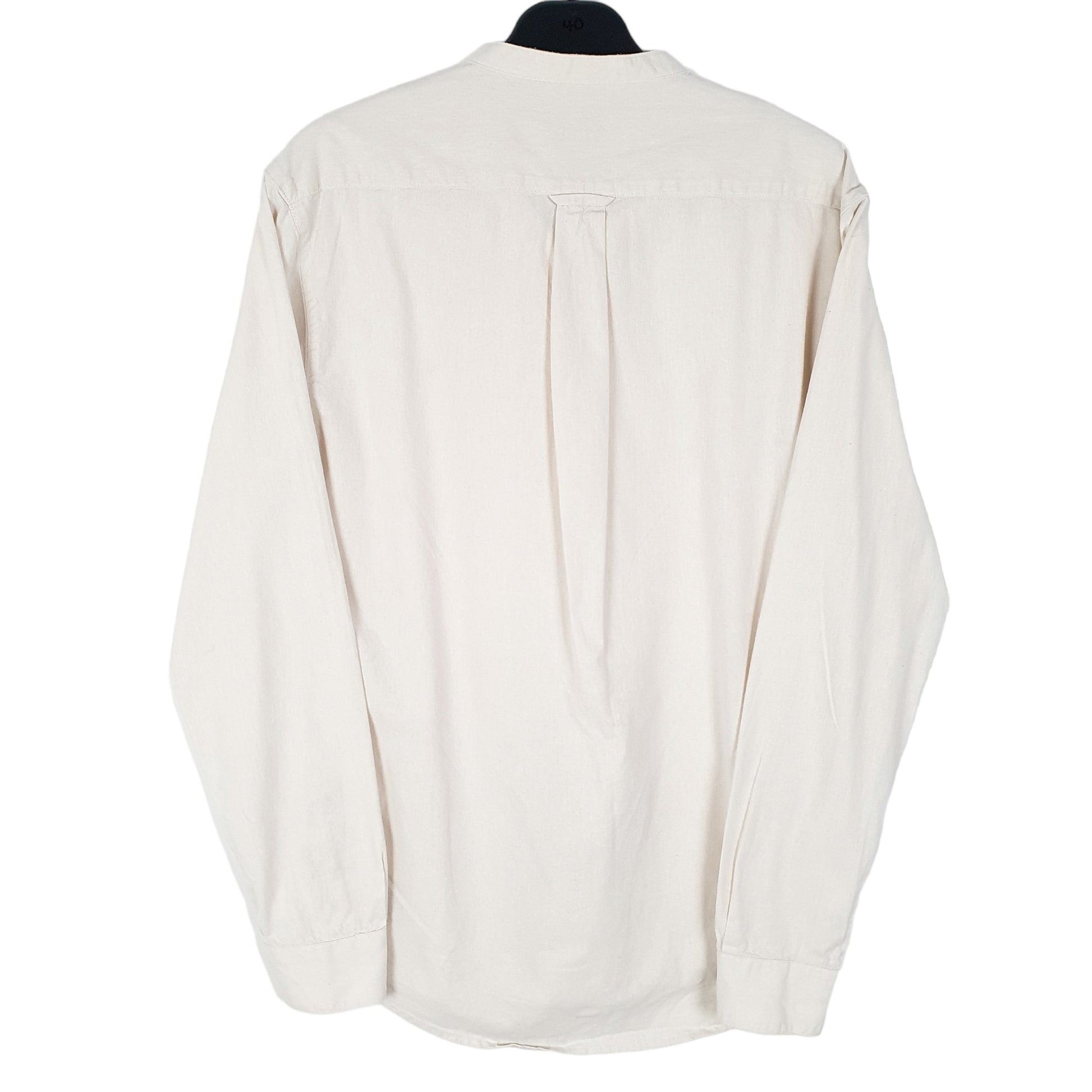 Mens Cream Farah Grandad Collar Long Sleeve Shirt