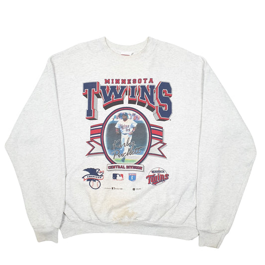 Mens Grey Sport Attack Vintage 1996 Minnesota Twins Baseball MLB USA Spellout Crewneck Jumper
