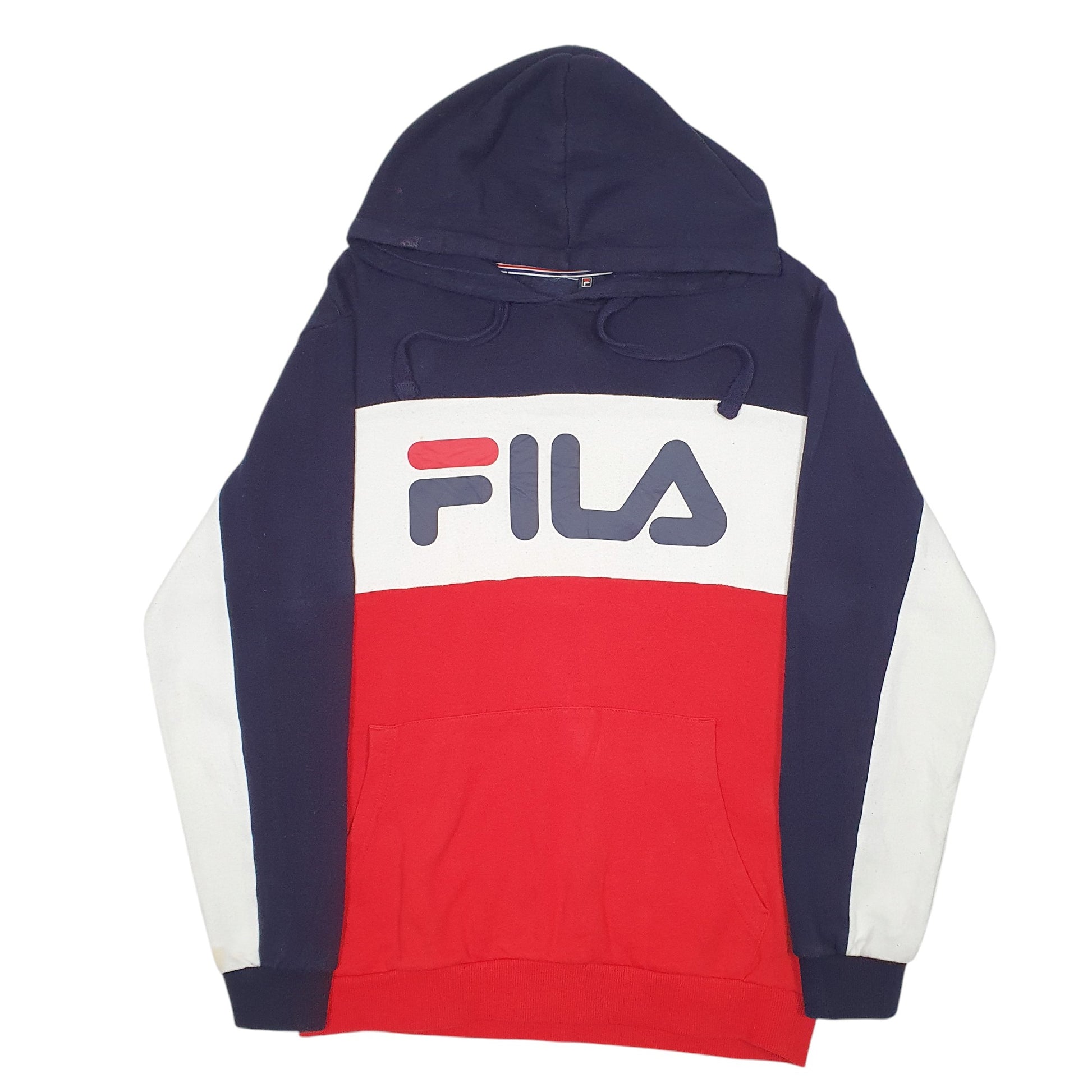 Mens Red Fila Spellout Hoodie Jumper