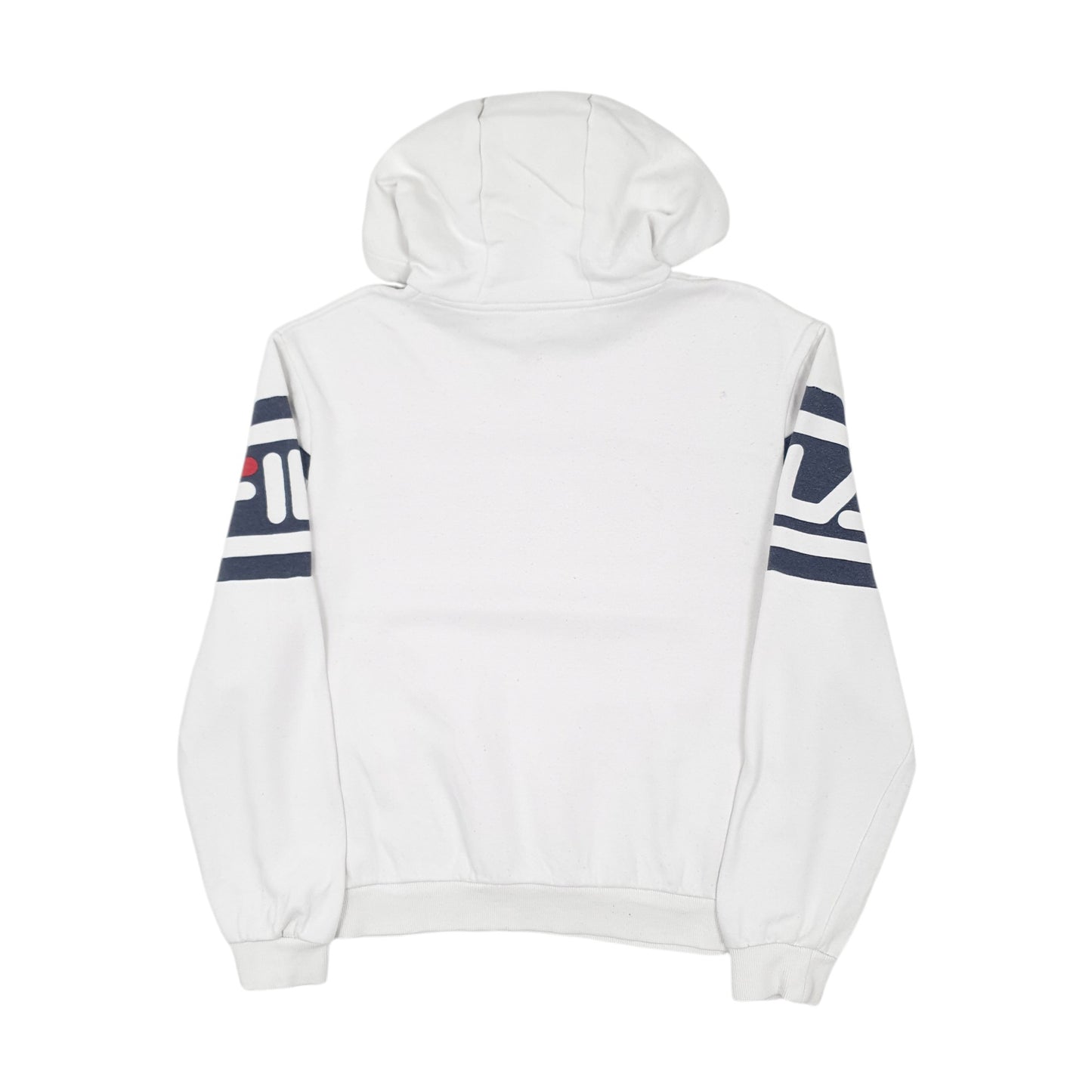 Mens White Fila Spellout Hoodie Jumper