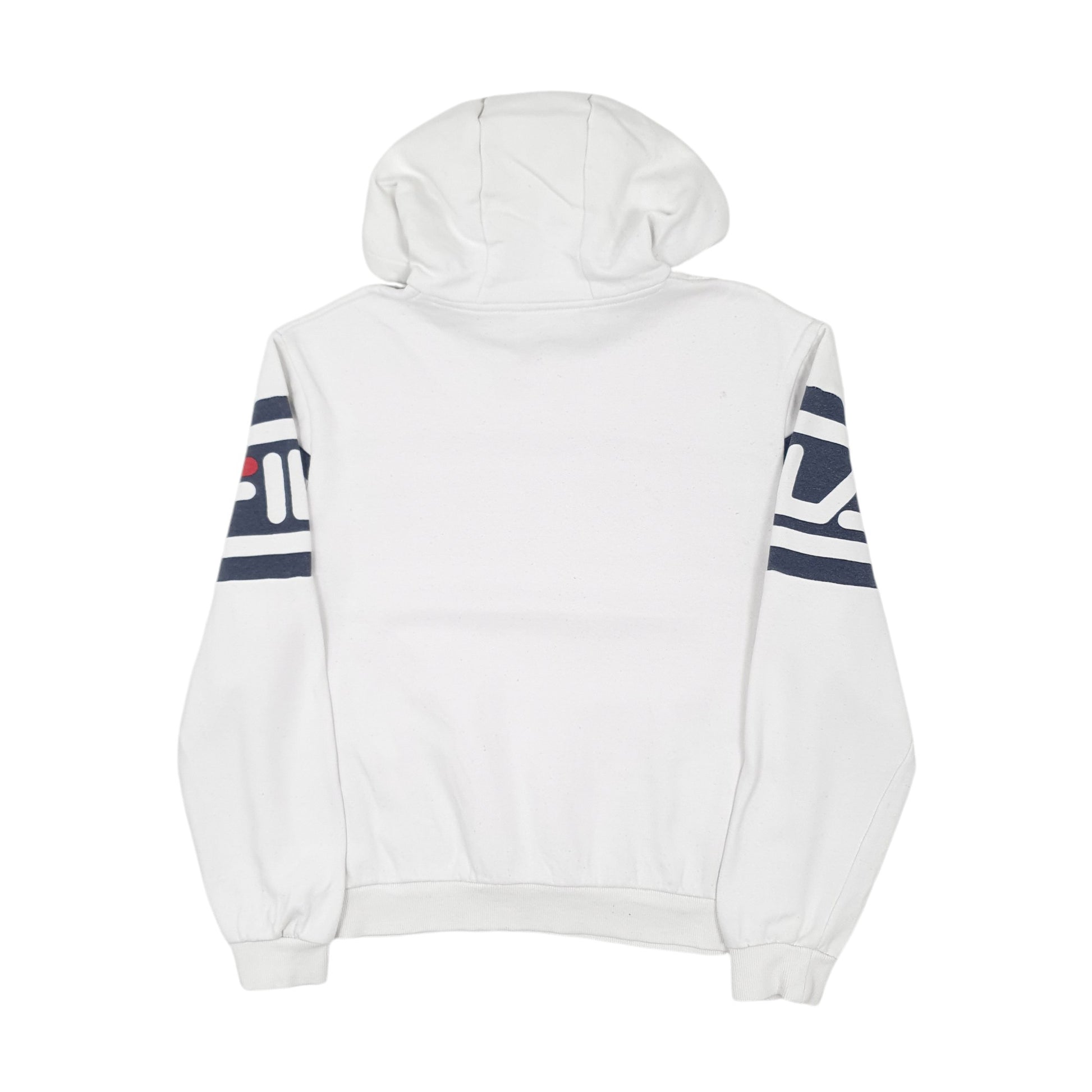 Mens White Fila Spellout Hoodie Jumper