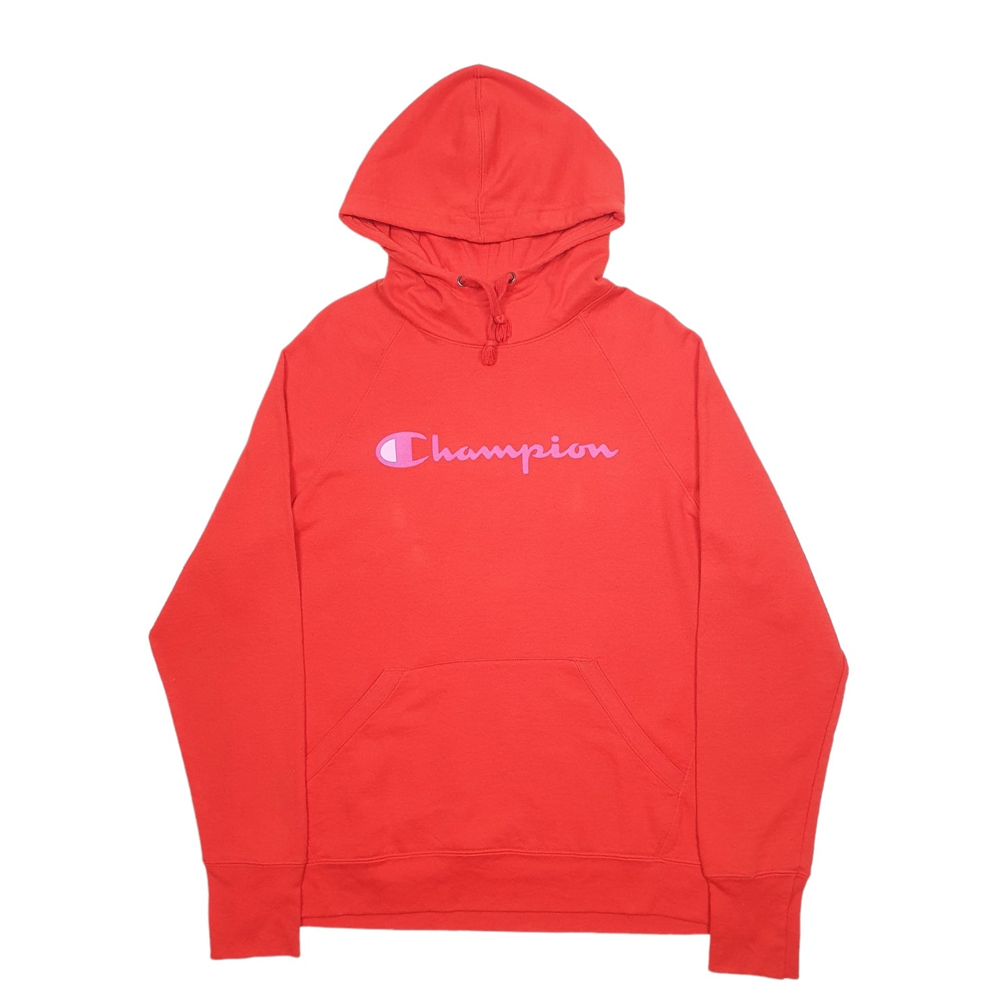 Mens Red Champion Spellout Hoodie Jumper