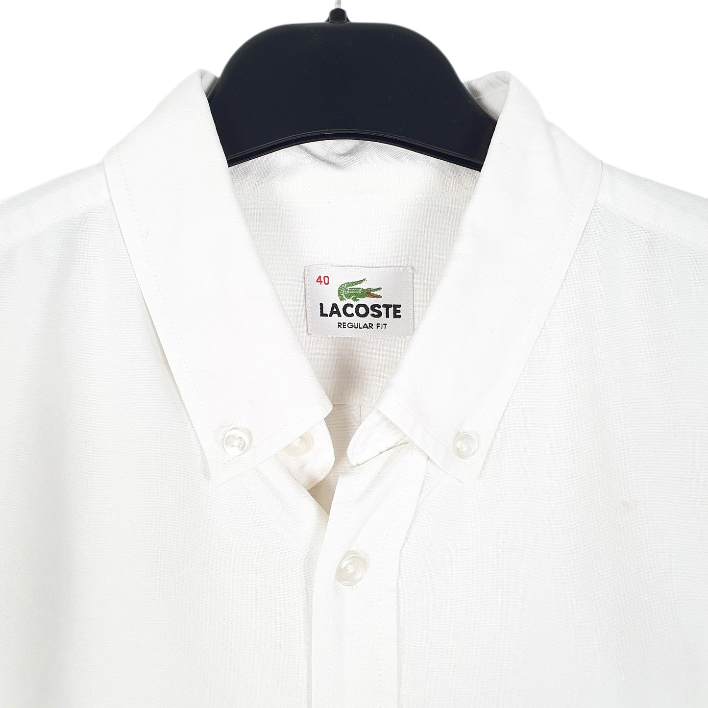 Mens White Lacoste Oxford Long Sleeve Shirt
