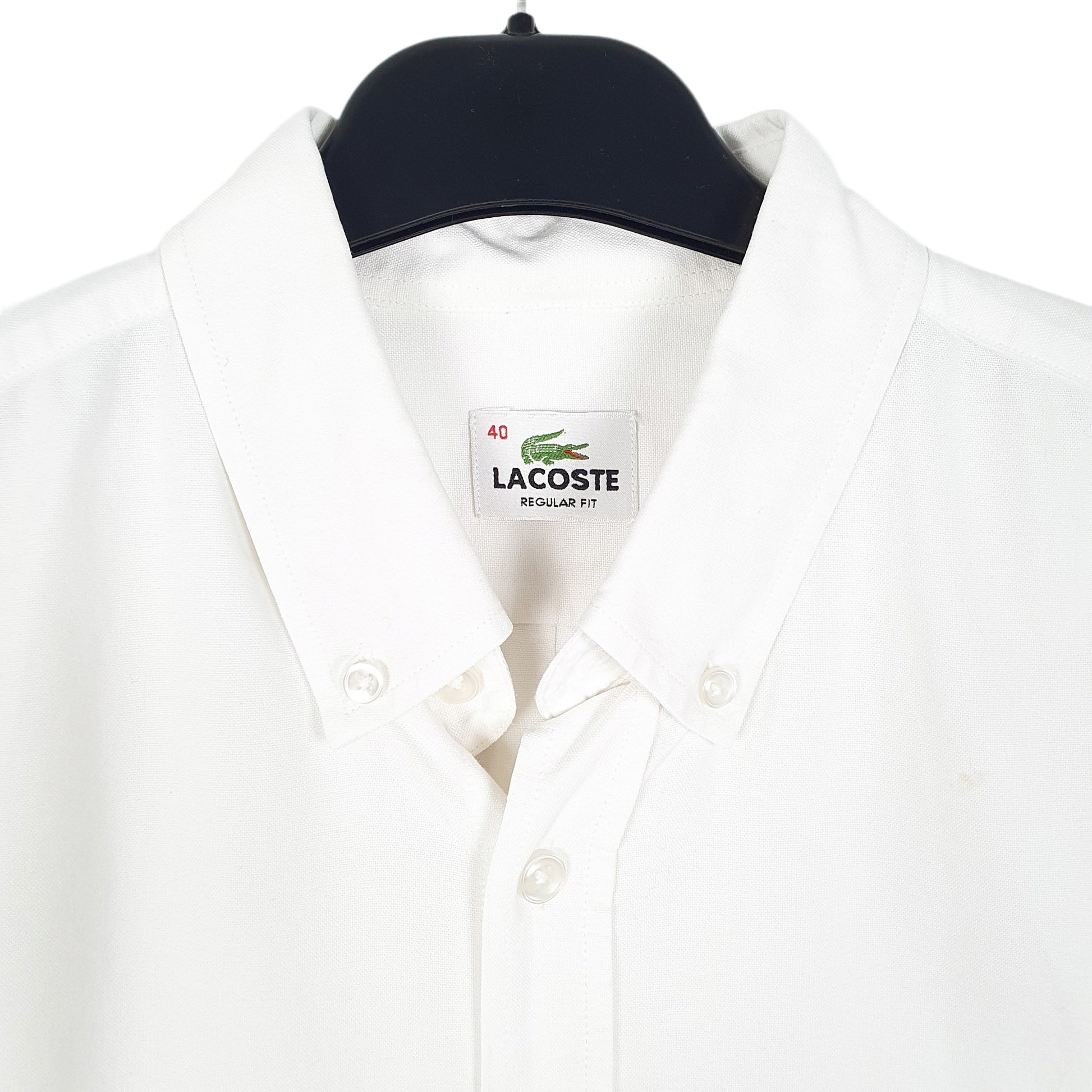 Mens White Lacoste Oxford Long Sleeve Shirt