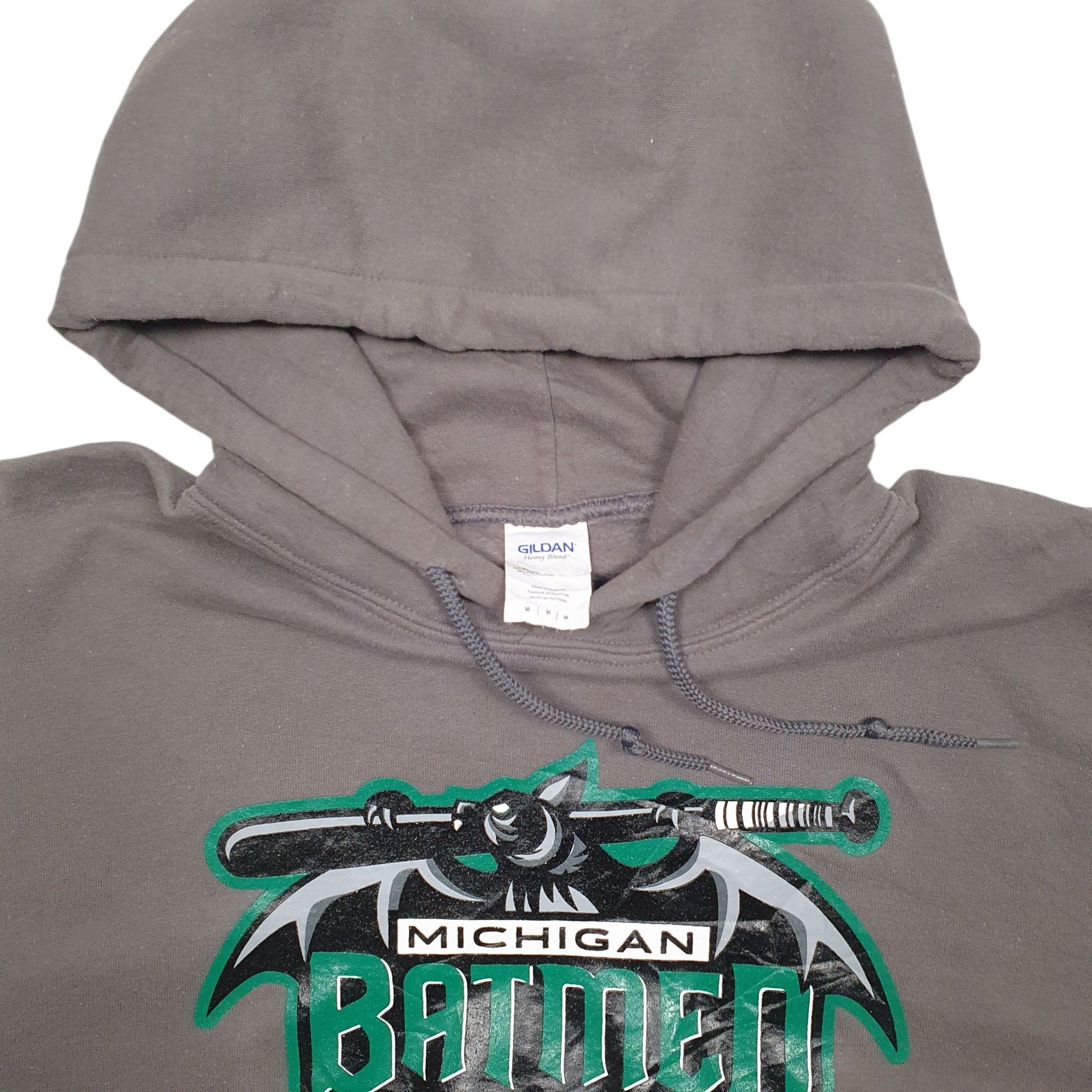 Mens Grey Gildan Hooded Jumper Batmen Michigan Baseball Hoodie Jumper