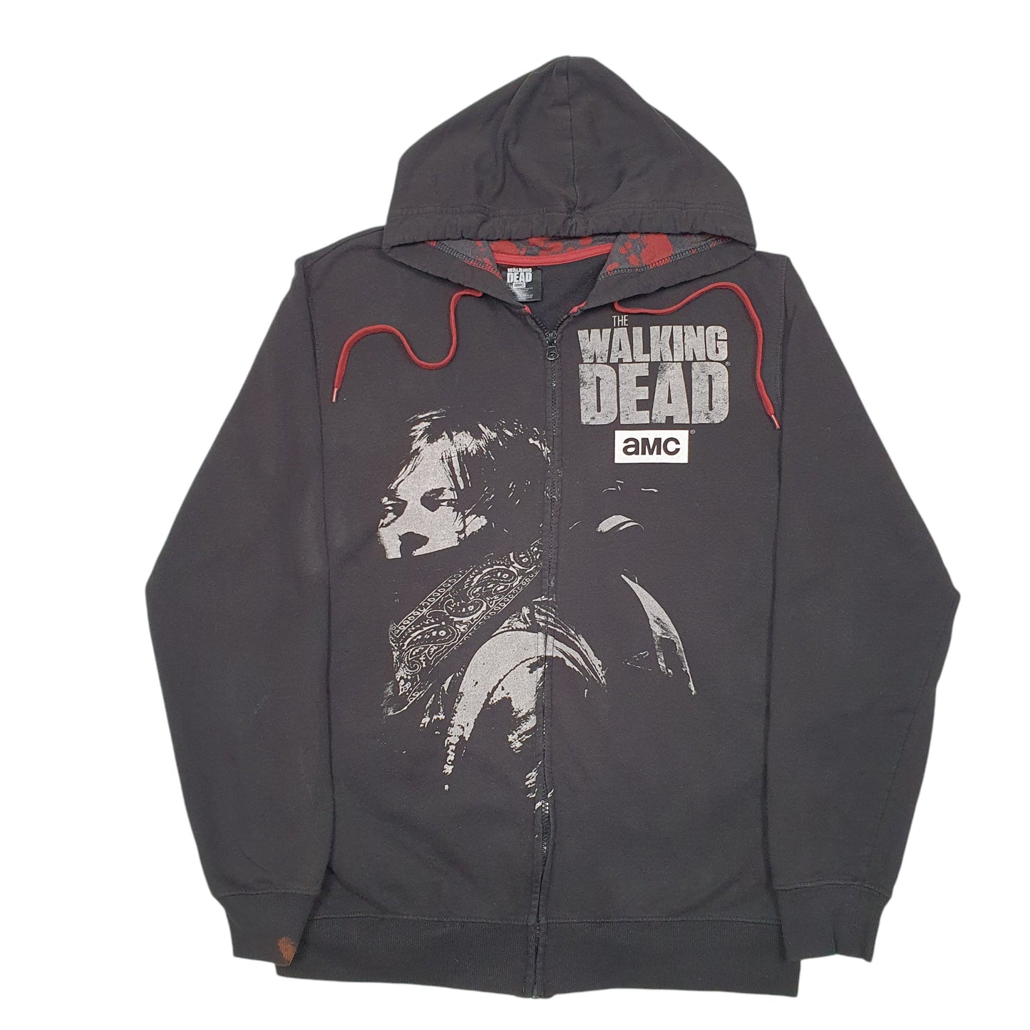 Mens Black The Walking Dead Hoodie AMC Zombies Full Zip Jumper
