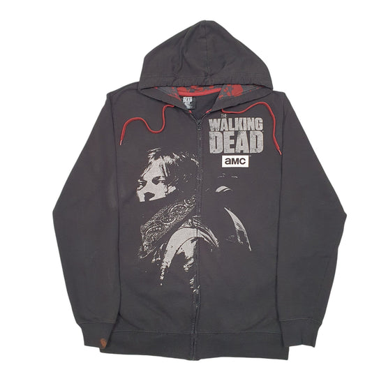 Mens Black The Walking Dead Hoodie AMC Zombies Full Zip Jumper