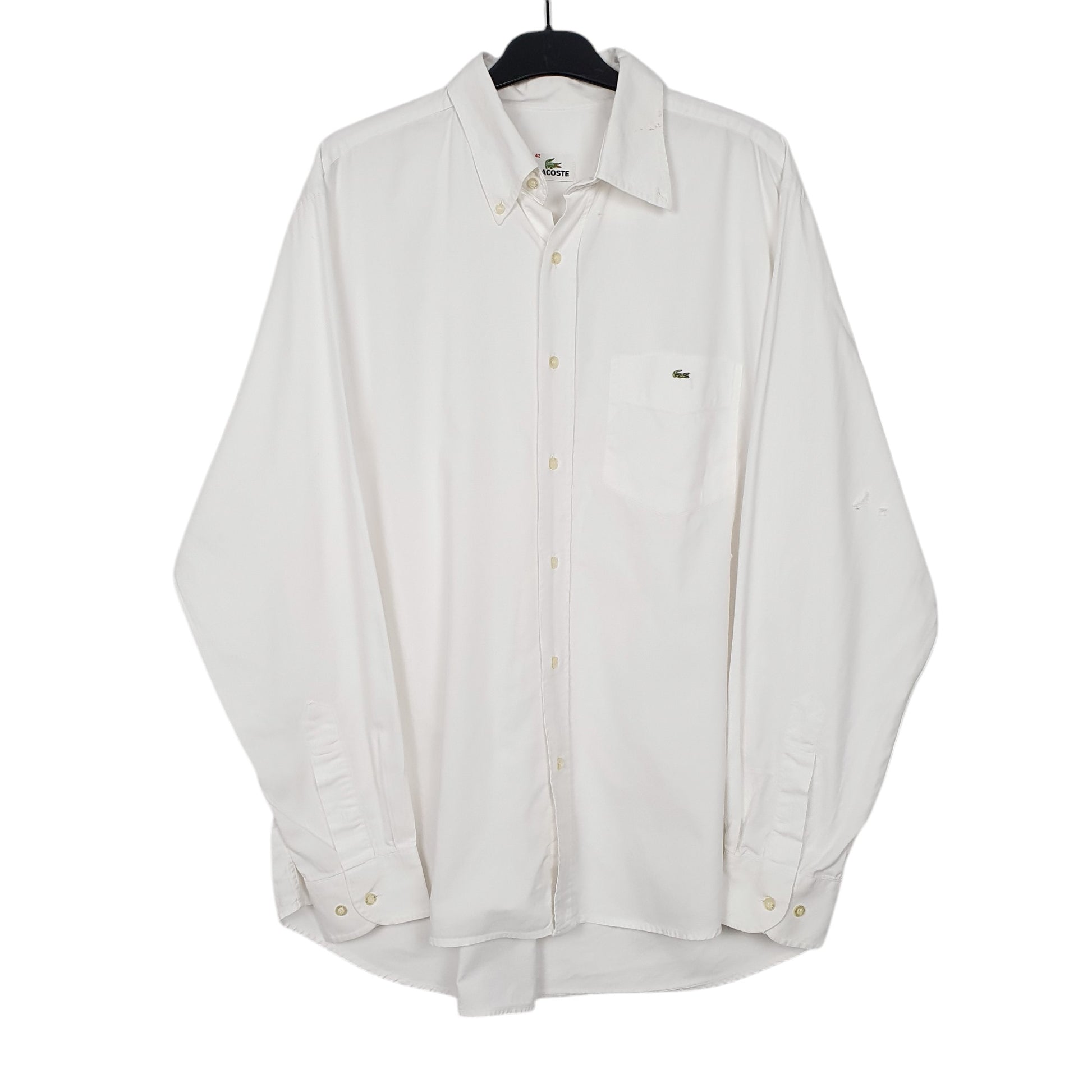 Mens White Lacoste  Long Sleeve Shirt
