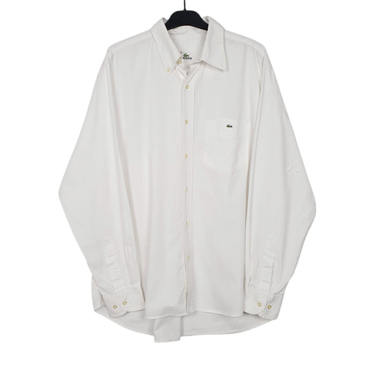 Mens White Lacoste  Long Sleeve Shirt