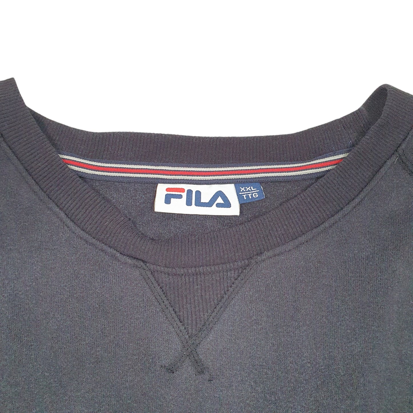 Mens Black Fila Spellout Raglan Crewneck Jumper