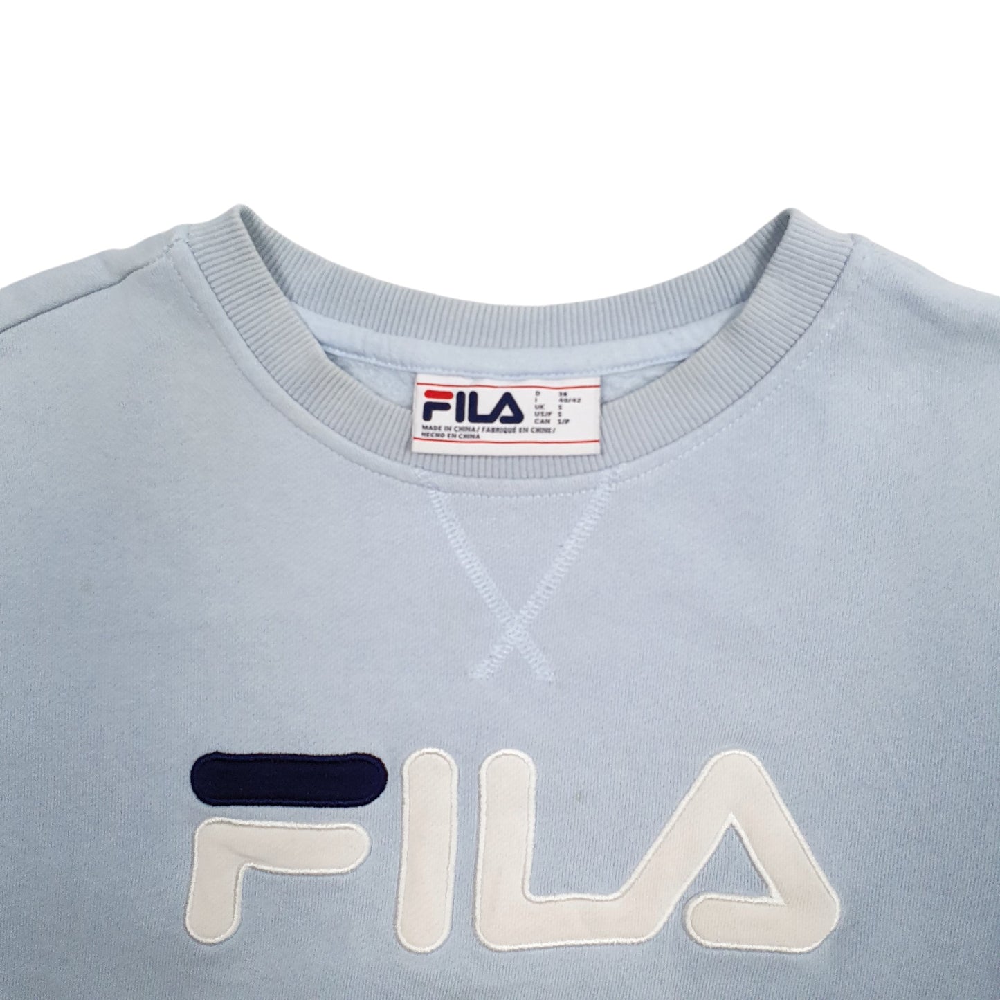 Womens Blue Fila Spellout Crewneck Jumper