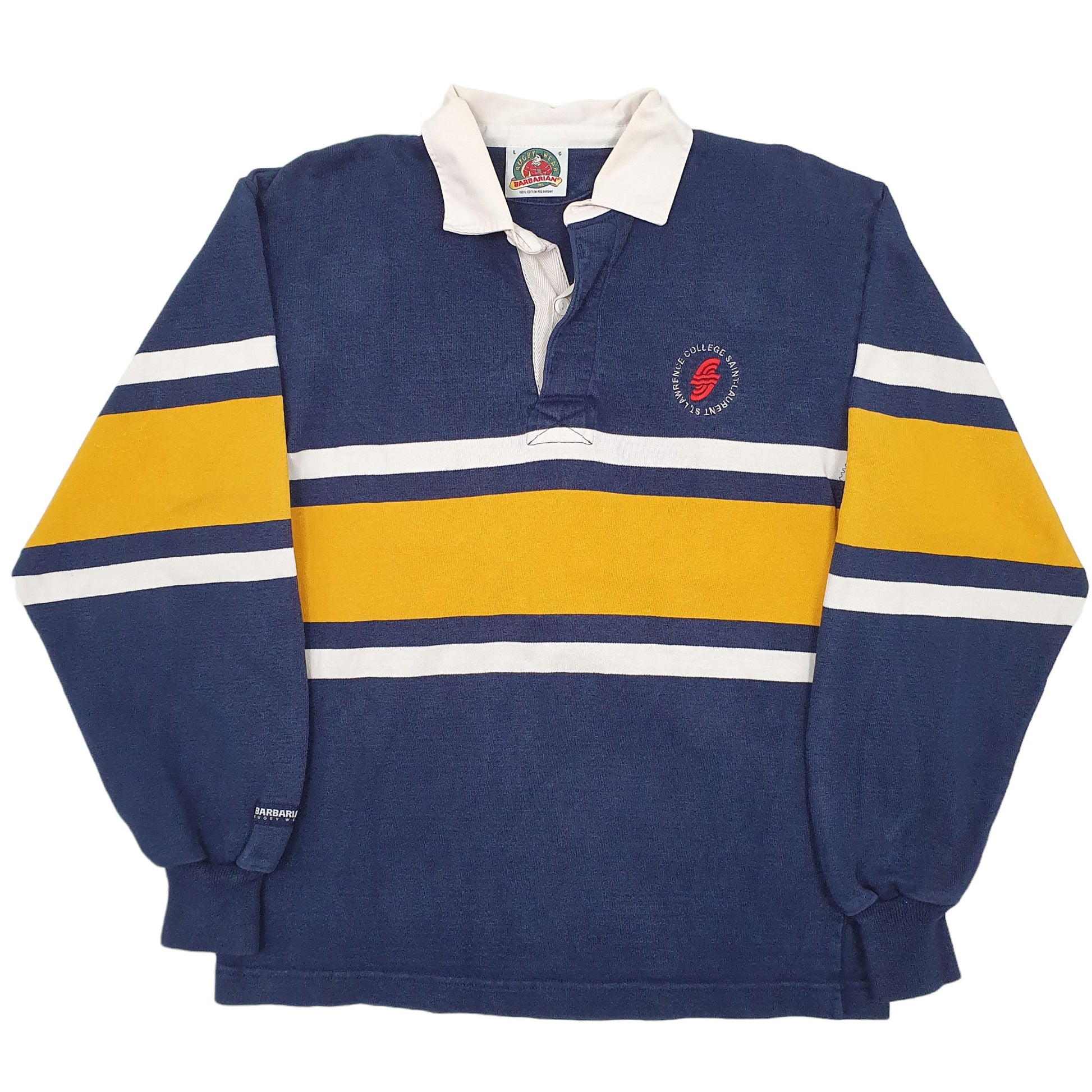 Mens Navy Barbarian Rugby St Lawrence College Long Sleeve Polo Shirt