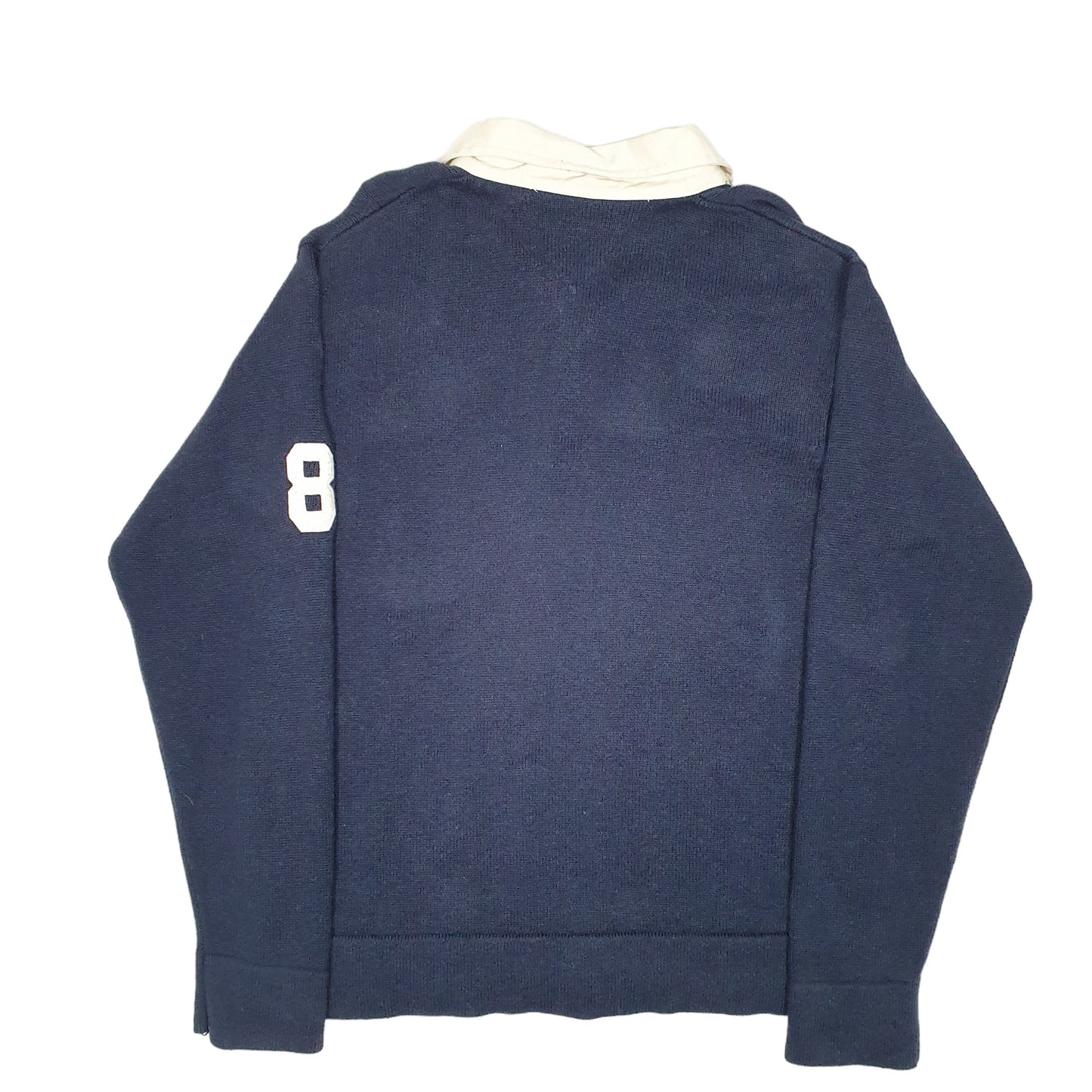 Mens Navy Tommy Hilfiger Knit Rugby V Neck Jumper