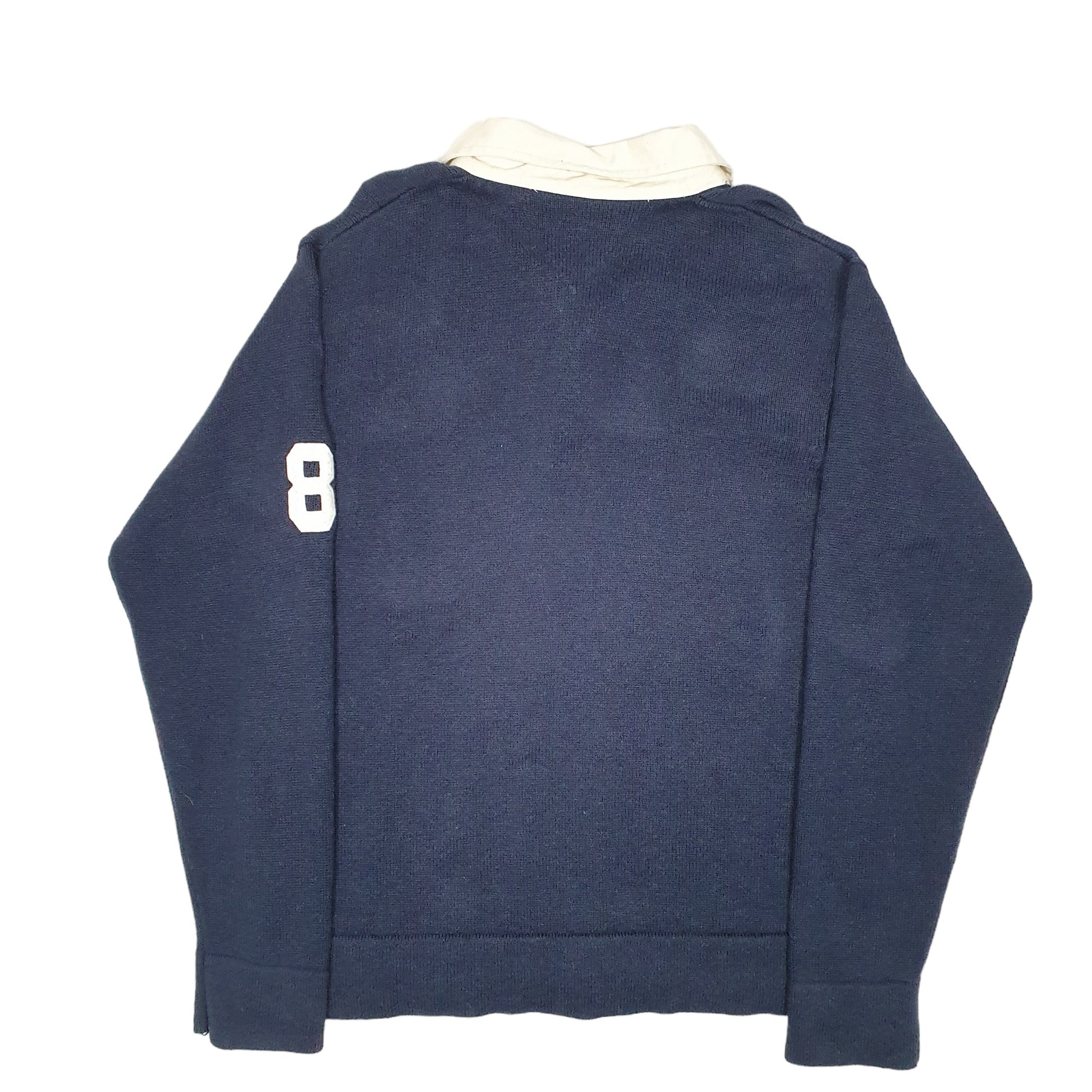 Mens Navy Tommy Hilfiger Knit Rugby V Neck Jumper